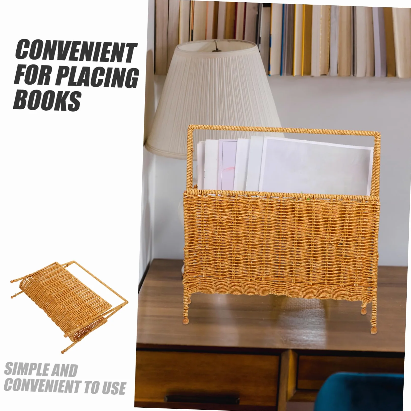 ULTECHNOVO Portaoggetti Rattan per Riviste Design e Spazioso e Bagno per Libri e Riviste