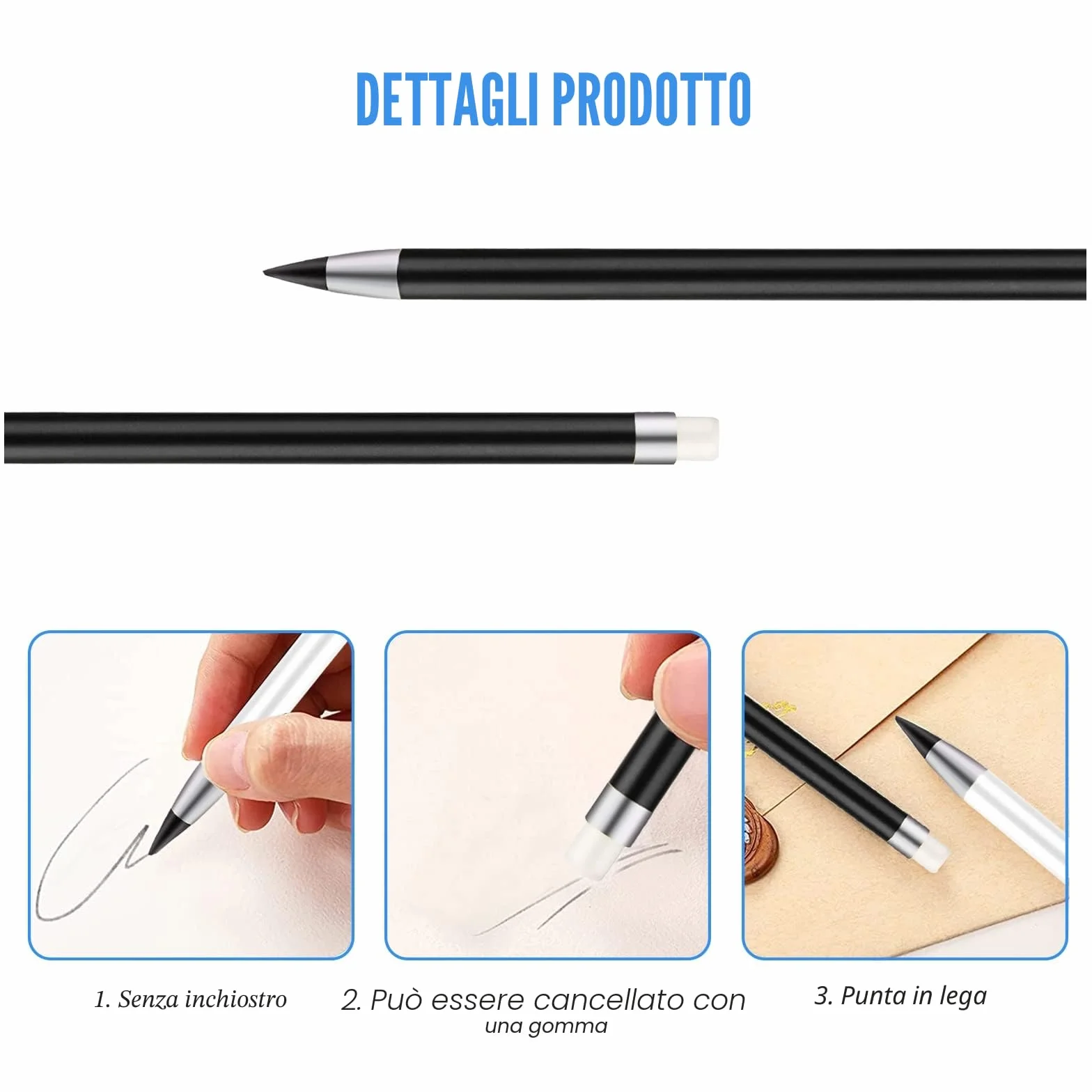 Runmeihe Matita eterna Penna senza inchiostro 6 pezzi Colori assortiti