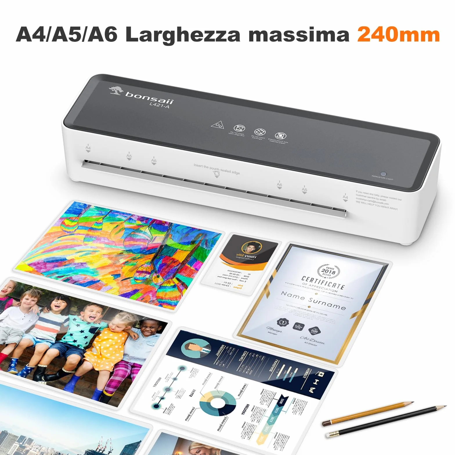 Bonsaii L421-A Plastificatrice A4 80-100 micron 5 fogli pellicola laminazione