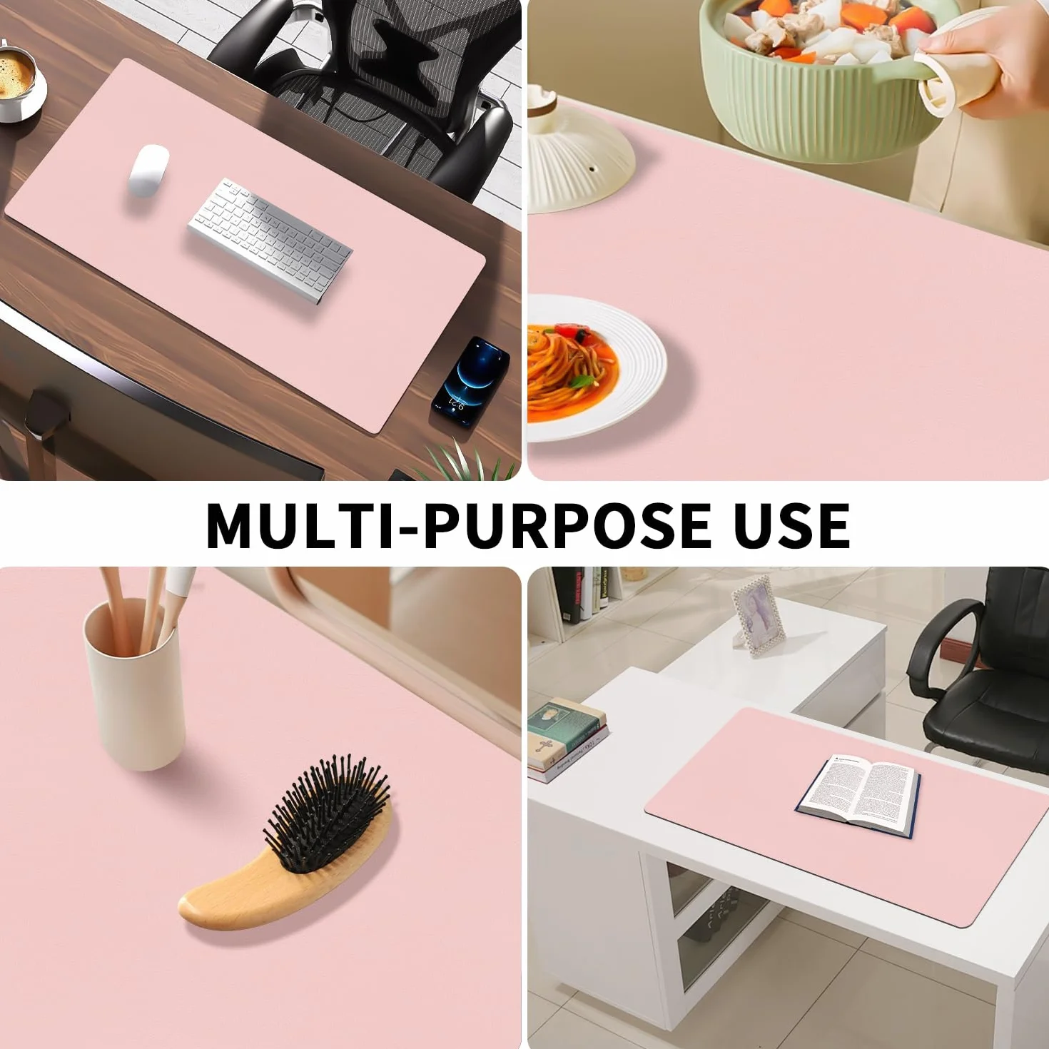 Niviy Tappetino Scrivania in Pelle PU 60x40 cm Rosa Tenero Impermeabile Antiscivolo Desk Mat