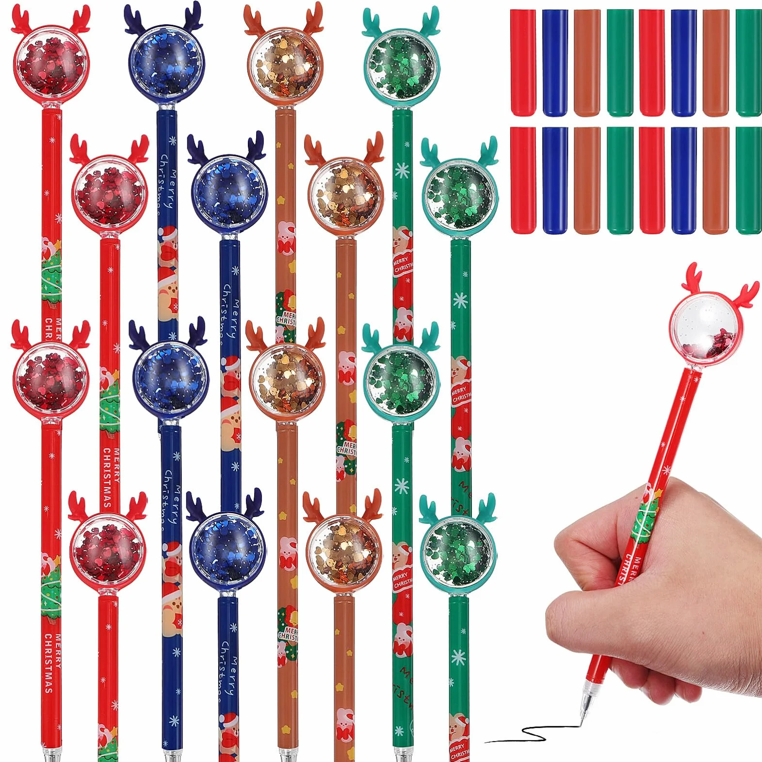 36pezzi Penne Gel Colorate Punta Media Penne Sottili Inchiostro Gel Portatili per Ufficio e Scuola di Natalizie Creative
