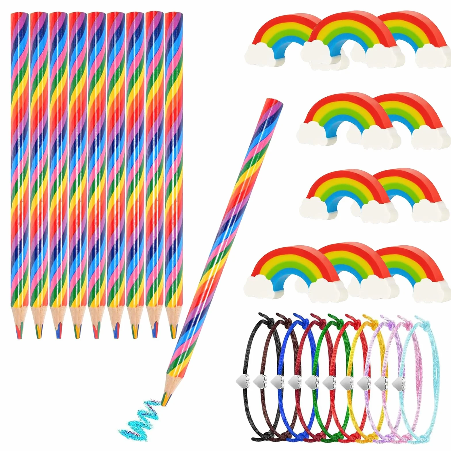 Matite Arcobaleno Set per Bambini 30 Pezzi Multicolori per Disegno Colorazione