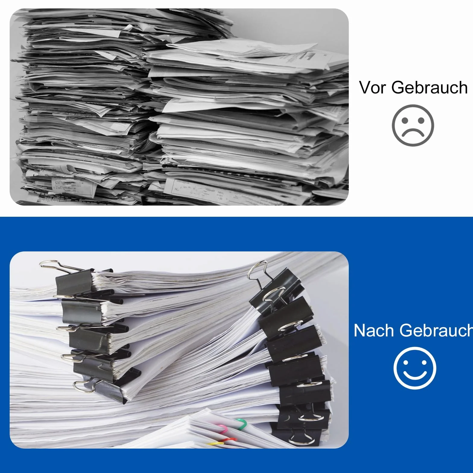 Mollette Pieghevoli Nere Set 115 – 15 mm, Metallo, Multiuso, Binder Clips per Ufficio Scuola Casa