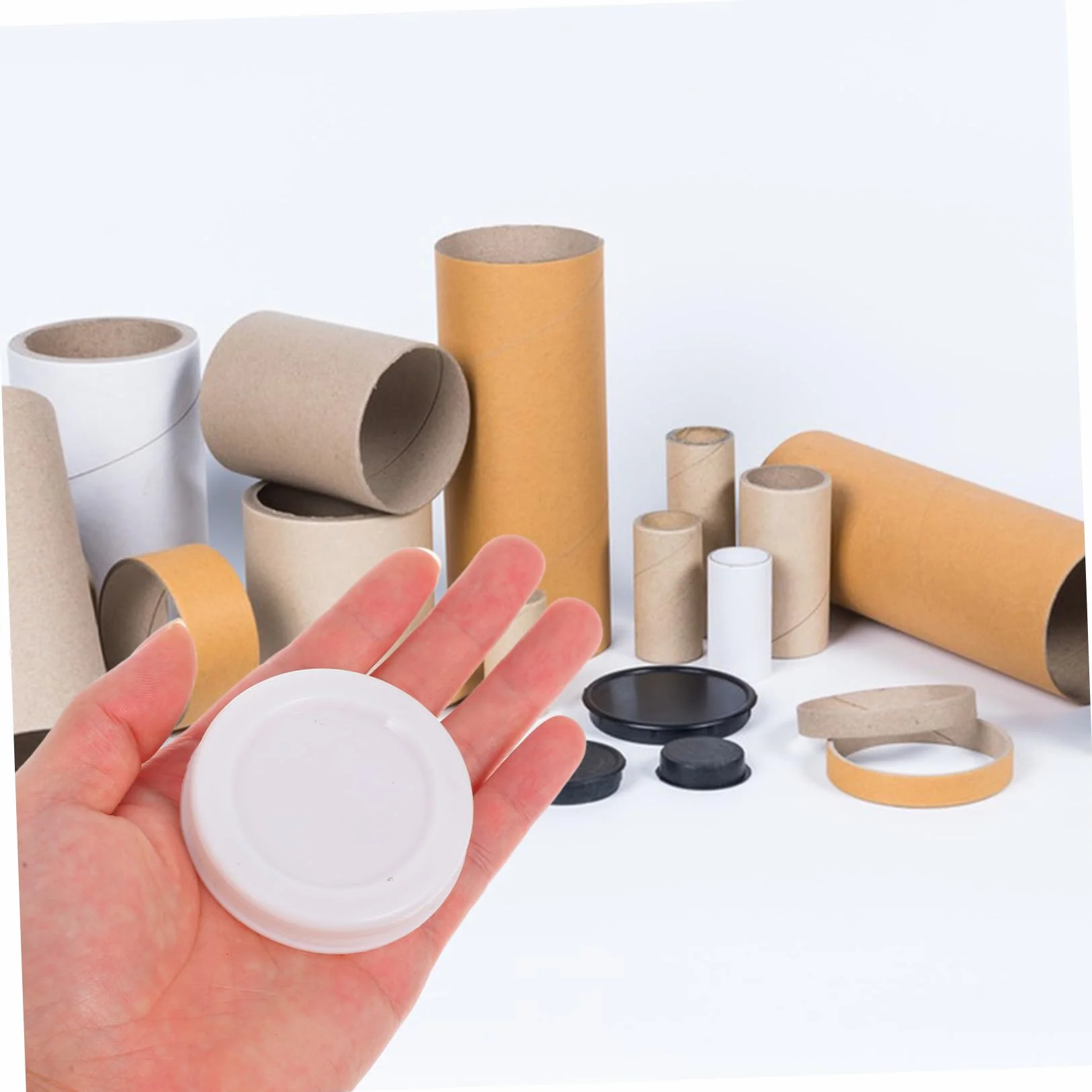 Tappi Terminali Rotondi in Plastica Bianca 20 Pezzi per Tubi di Cartone da Spedizione