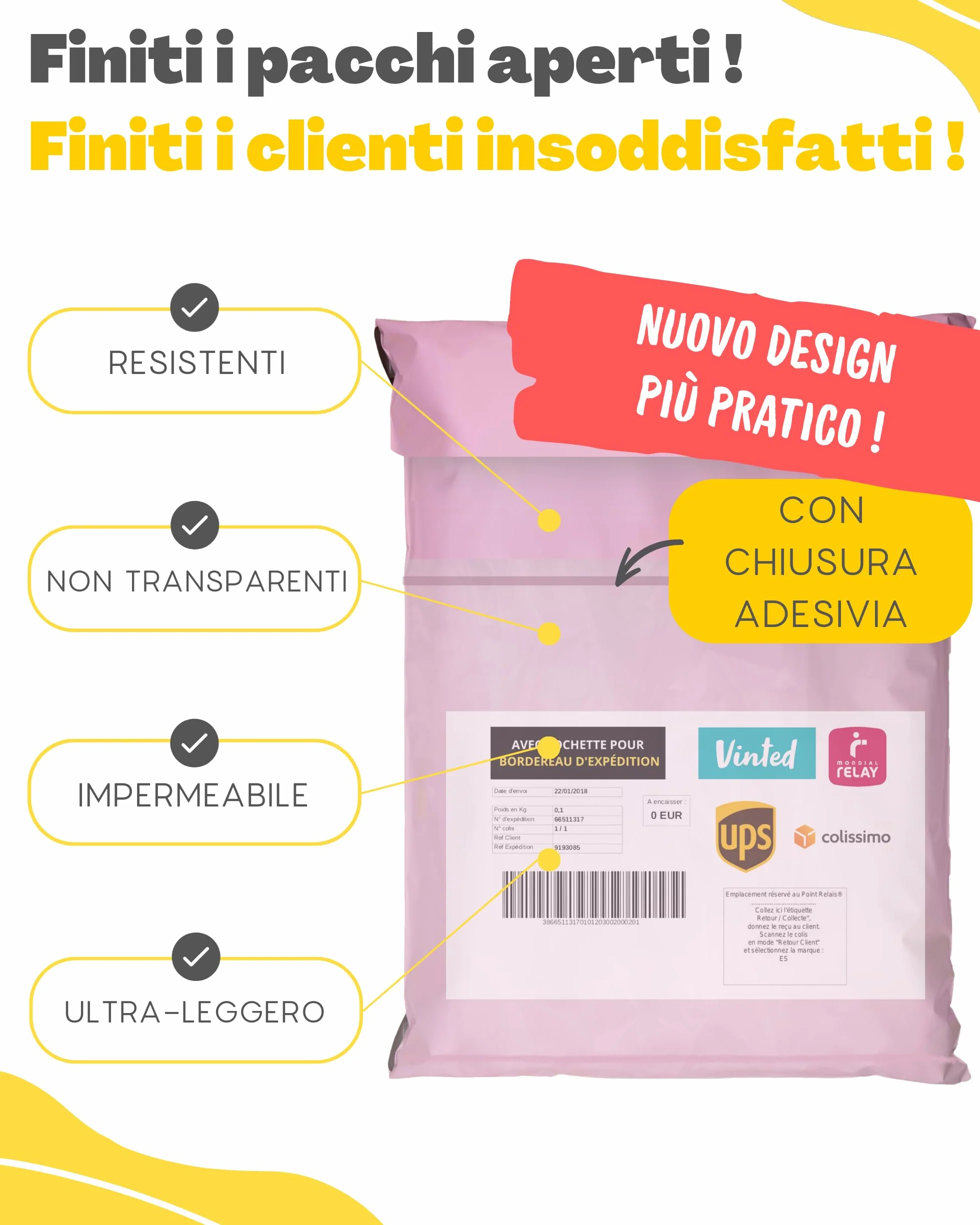 EMBALLAX Sacchetti Spedizione in Plastica 30 Buste NON TRANSPARENTI ULTRA-RESISTENTI Taglie S/M/L