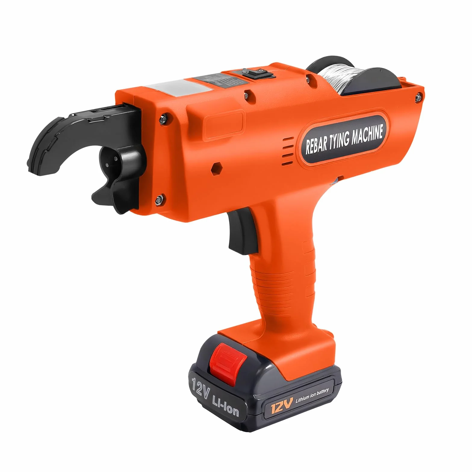 Legatrice elettrica Rebar da 12 V, con scatola di immagazzinaggio, 2 batterie agli ioni di litio, lunghezza del filo di 300 – 500 mm (arancione)