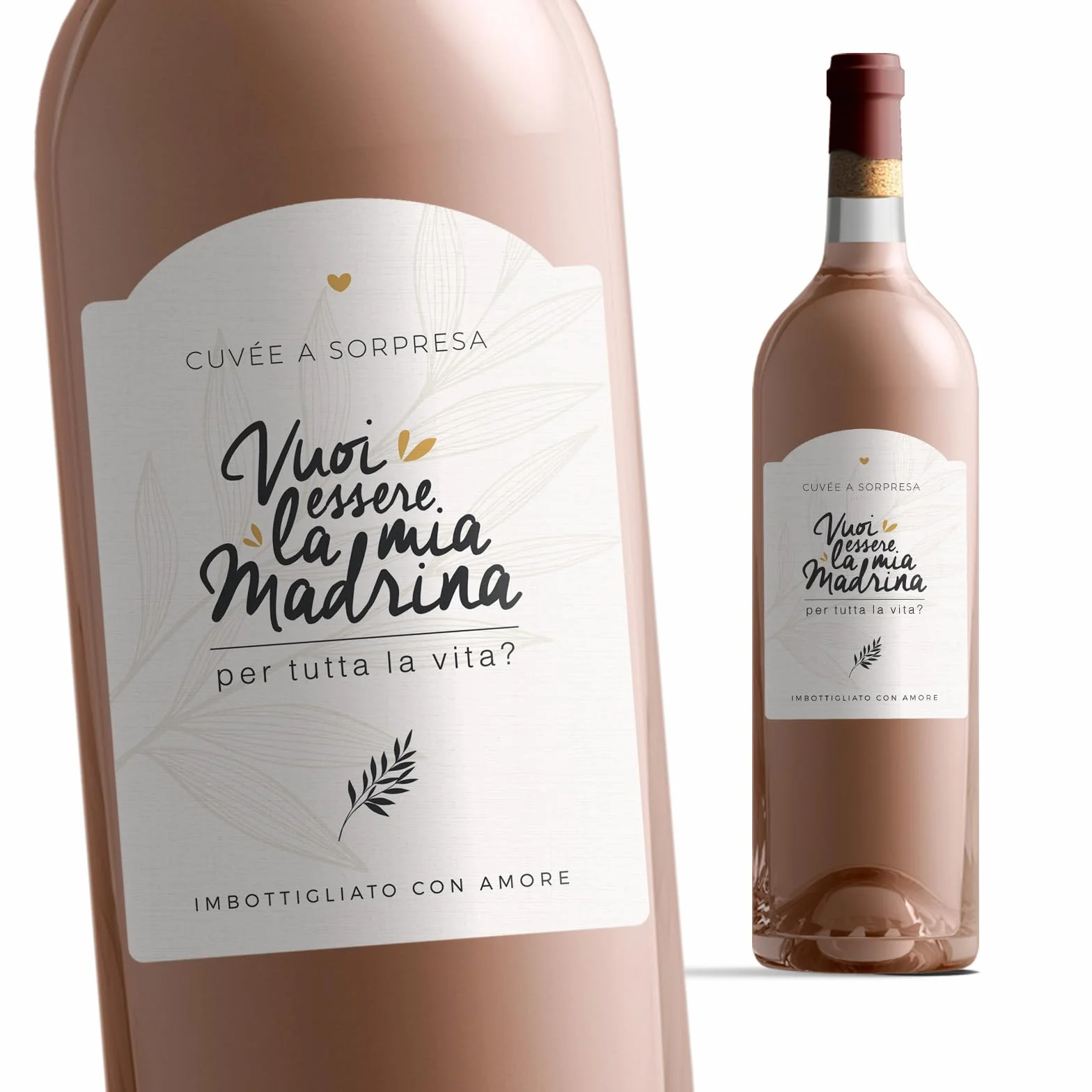 Manahia Set 2 Etichette Bottiglia Vino Padrini Vuoi essere il mio Padrino la mia Madrina Idea Originale per Chiedere e Annunciare il Battesimo Carta Strutturata