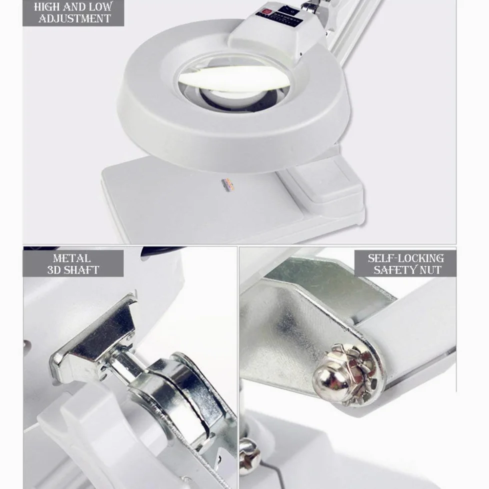 Lenti d'Ingrandimento in Vetro HD con Luce a LED in Vetro da Tavolo in Vetro Bianco 10X Lampada da scrivania per Riparazione di telefoni cellulari da Lettura PE