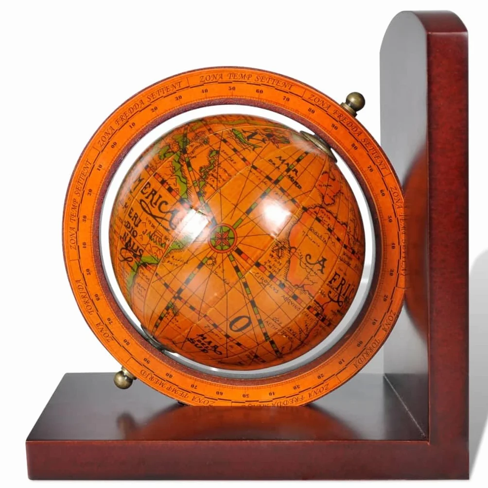 vidaXL 2X Reggilibri con Mappamondo Design Classico Supporto Libri