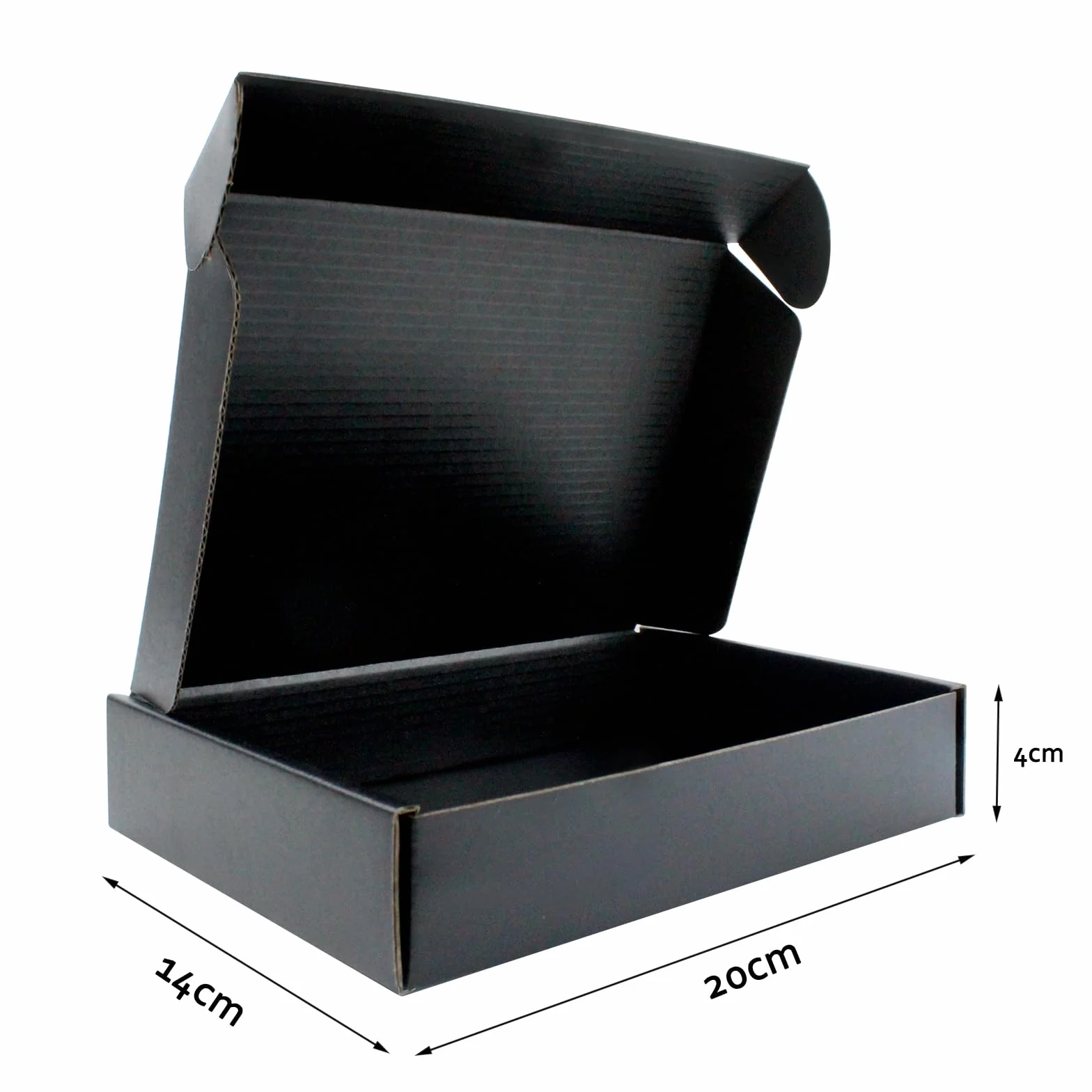 20 x 14 x 4 cm Scatola postale pieghevole nera – cartone riciclabile – nero dentro e fuori – per gioielli, cioccolatini, hobby creativi e regali – confezione da 25