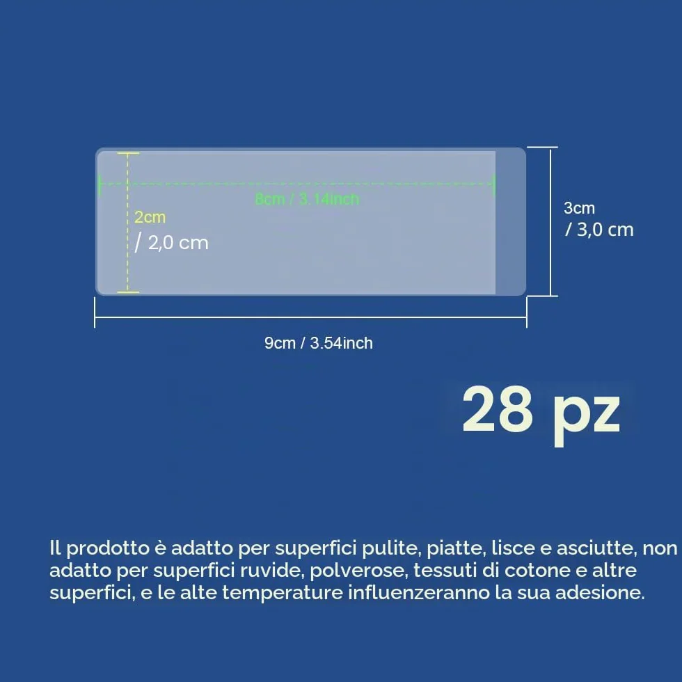 Trasparente Autoadesivo Supporto 28 Pezzi Tasca per Schede Autoadesive Apertura Lato Corto 2x8cm