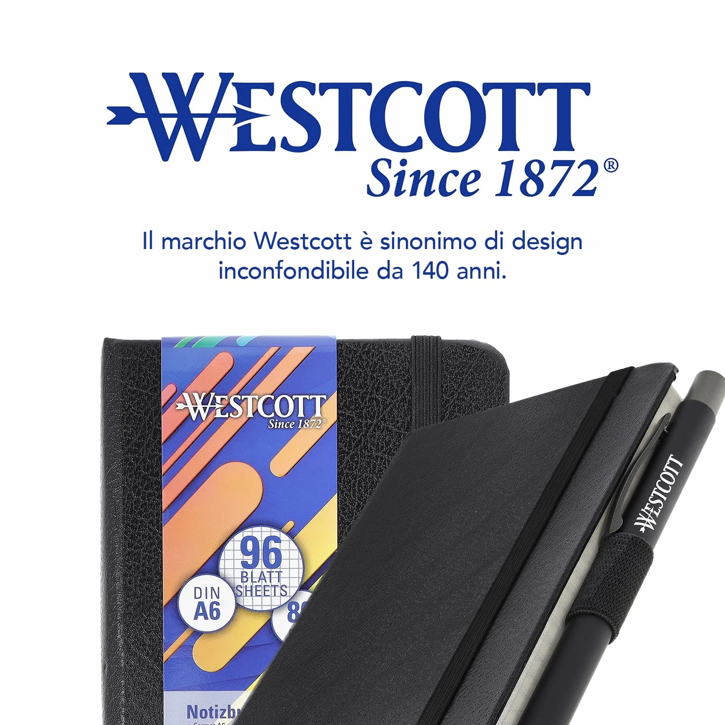 Westcott Taccuino A6 Quadrato Copertina Rigida 192 Pagine Carta FSC 80 g/m²