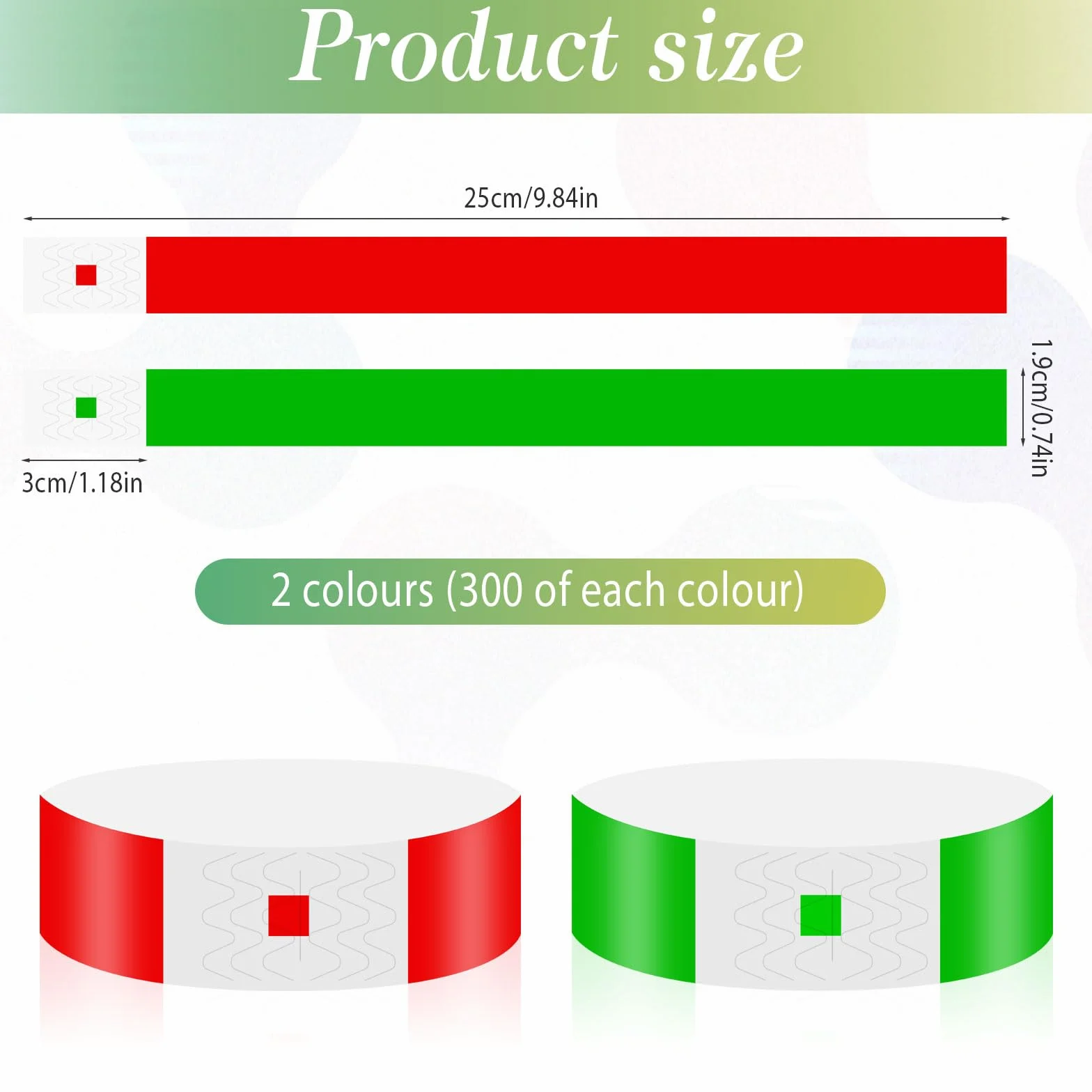 Braccialetti Carta Eventi Impermeabili 600Pz 25x2cm Identificazione per Feste