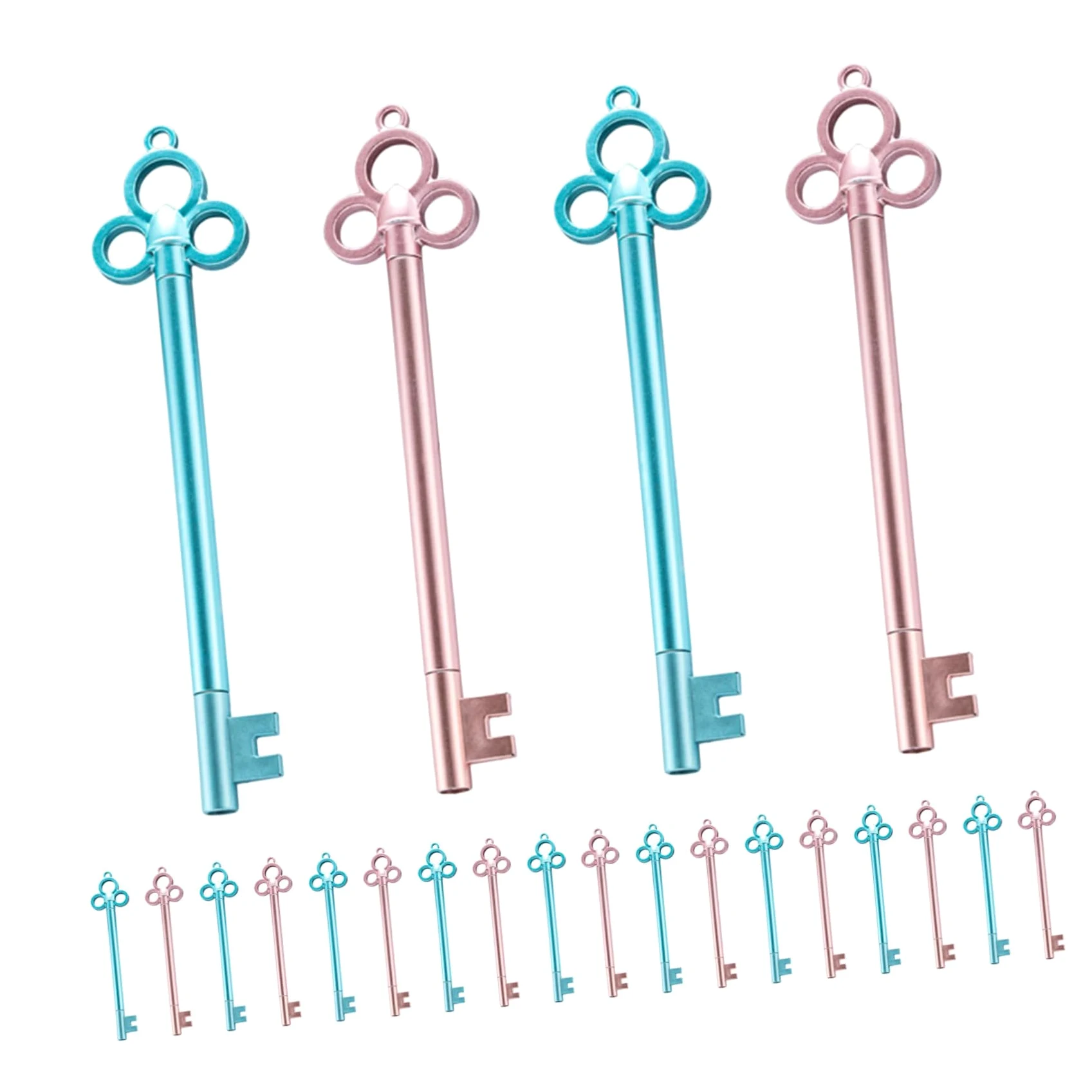 40 Pezzi 40 Penne a Sfera Gel a Forma di Chiave Blu e Rosa, Inchiostro Nero 0,5 MM, Set da 40 Pezzi, Accessori Cancelleria Retrò per Scuola e Ufficio, Regalo Creativo per Studenti