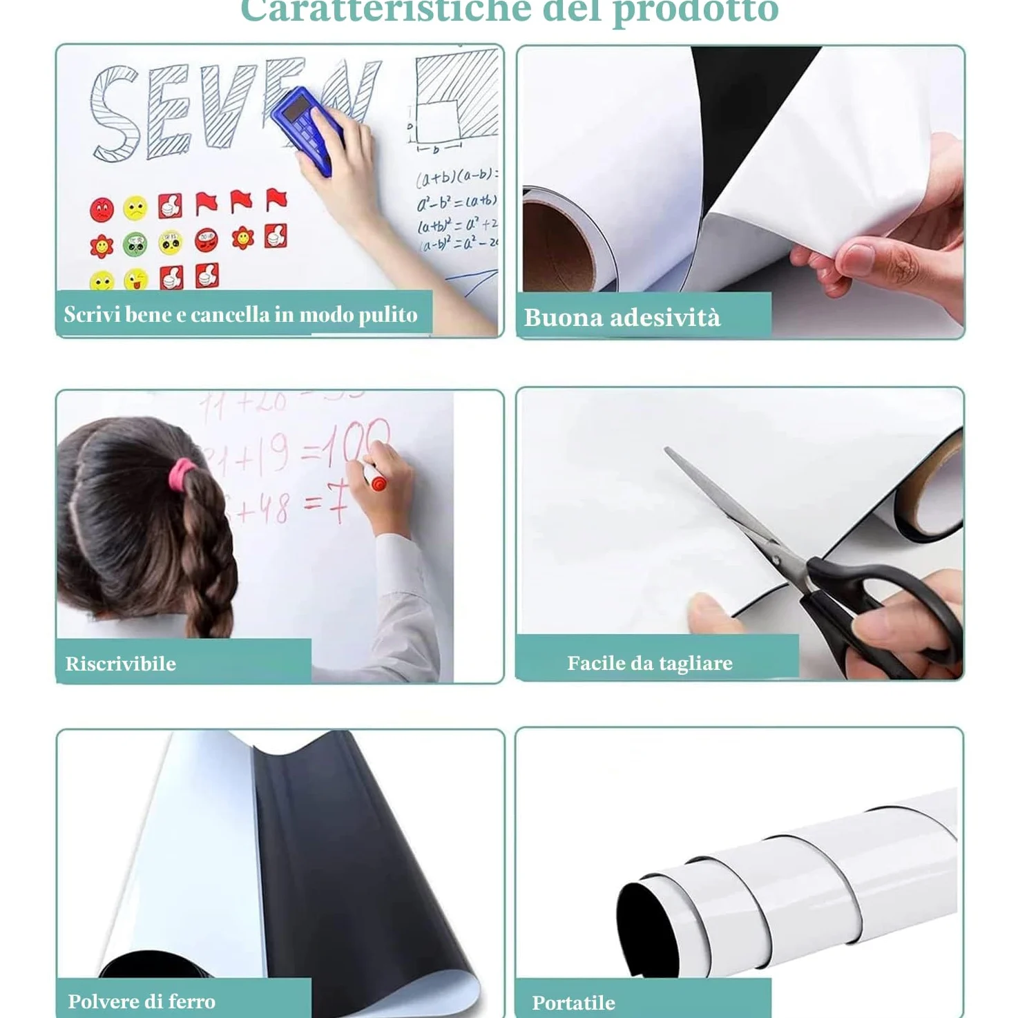 Foglio Lavagna Cancellabile Bianca,120 × 240cm Adesiva Lavagna Magnetica da parete, Pellicola per lavagna flessibile, per Educatori, Scuole Domestiche, Aule, Uffici