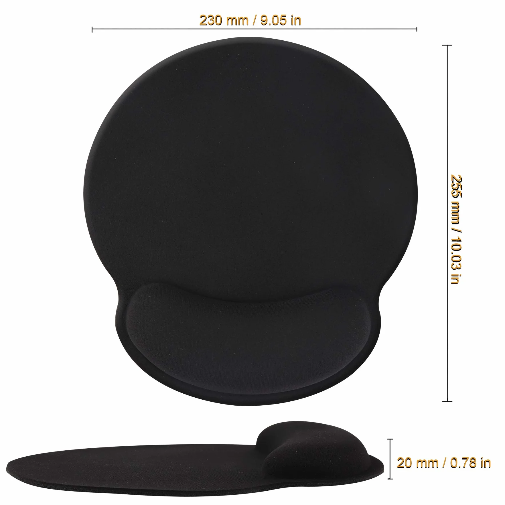Podkładka pod mysz ergonomiczna z pianki memory z podpórką pod nadgarstek - czarny