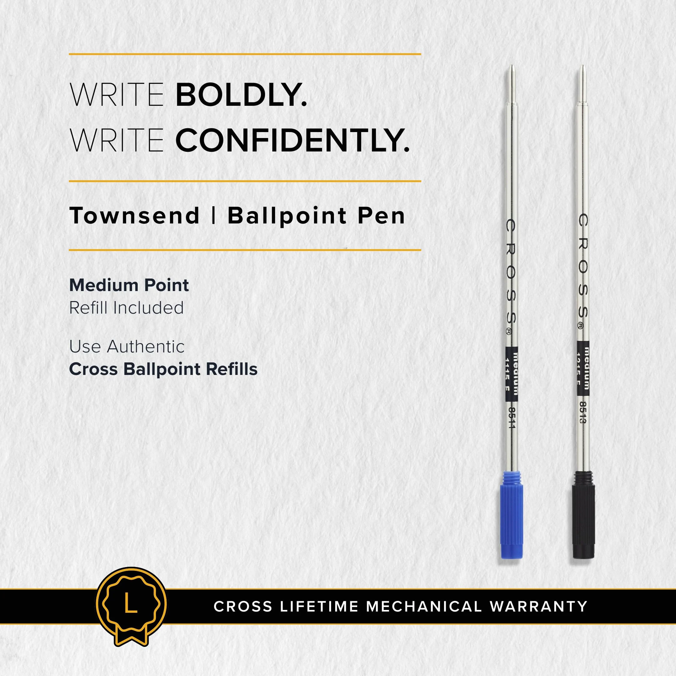 Cross Townsend - Penna convertibile Penna a sfera cromo lucido | Elegante penna per scrivere senza sforzo, scrittura fluida e uniforme, affidabile e di lunga durata, con confezione regalo