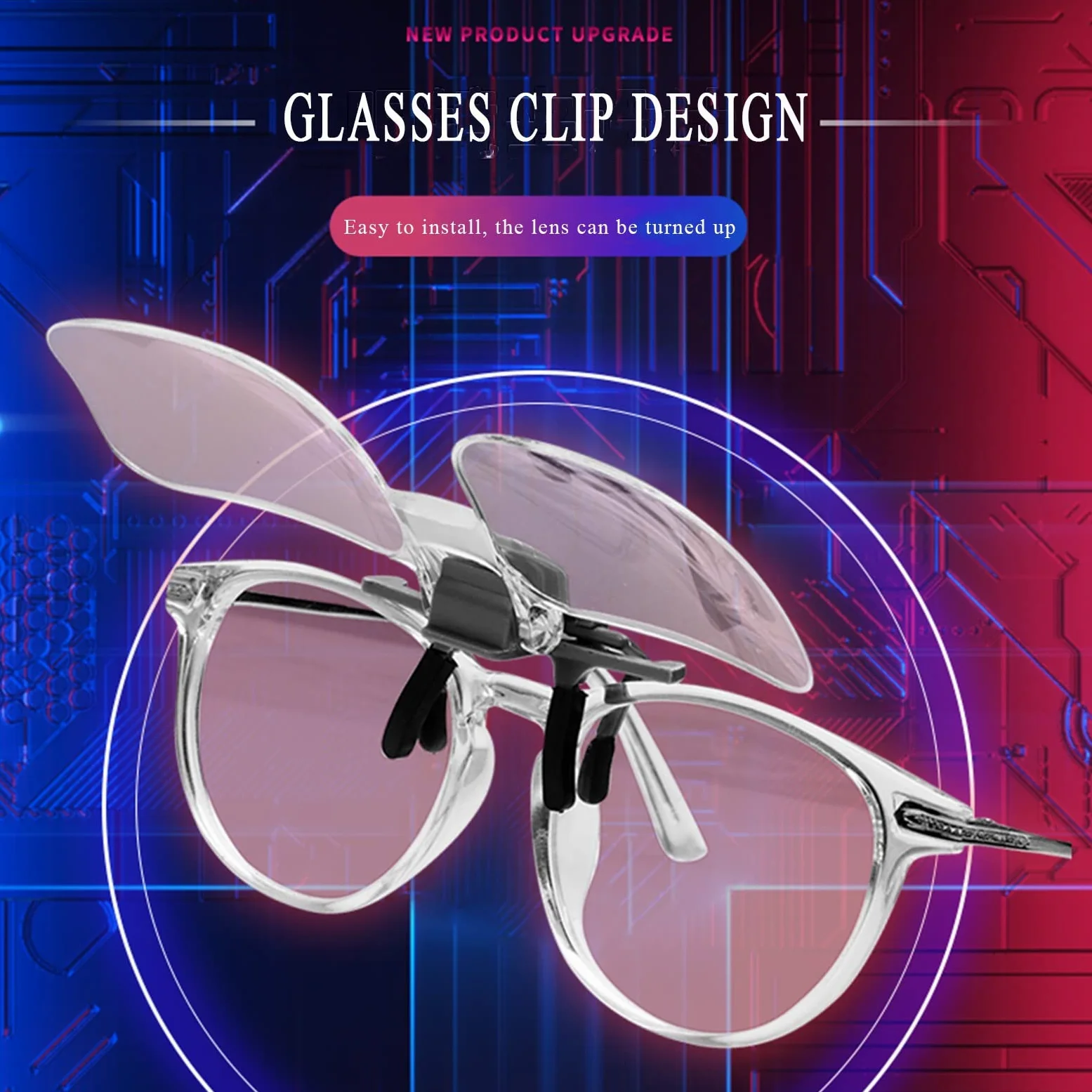 Occhiali da Lettura con Lente d'Ingrandimento 2X, con Clip e Lenti ribaltabili, Unisex.