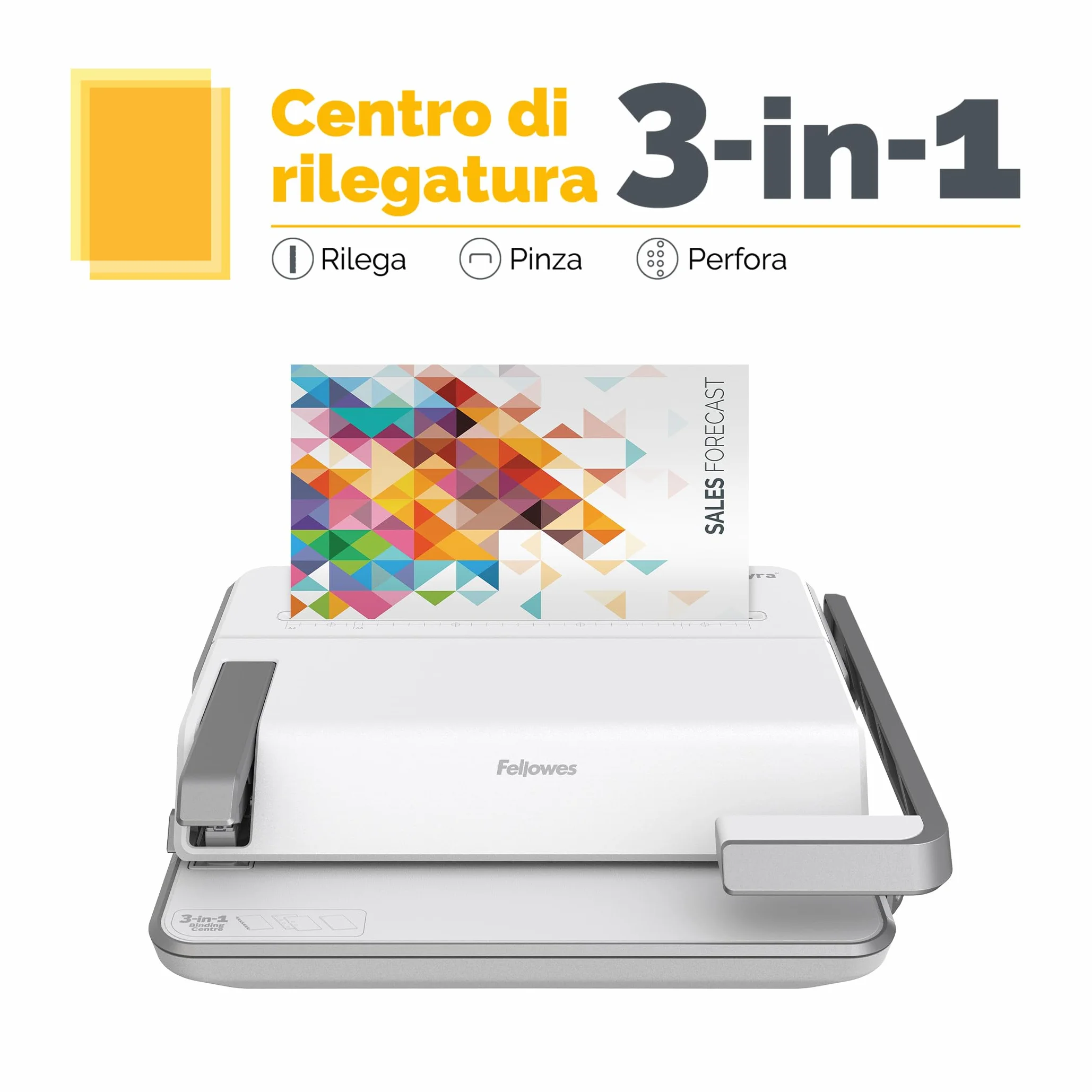 Fellowes Lyra rilegatrice 3-in-1 – Cassetto Porta-Dorsi – Perfora 20 Fogli – Rilega 300 Fogli – Con 1000 Punti Metallici – Ideale per casa o piccoli uffici
