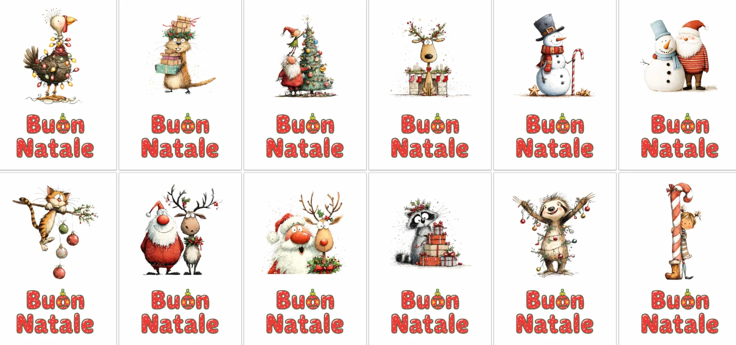 Biglietti natalizi italiani A6 con buste rosse – Set 30 pezzi