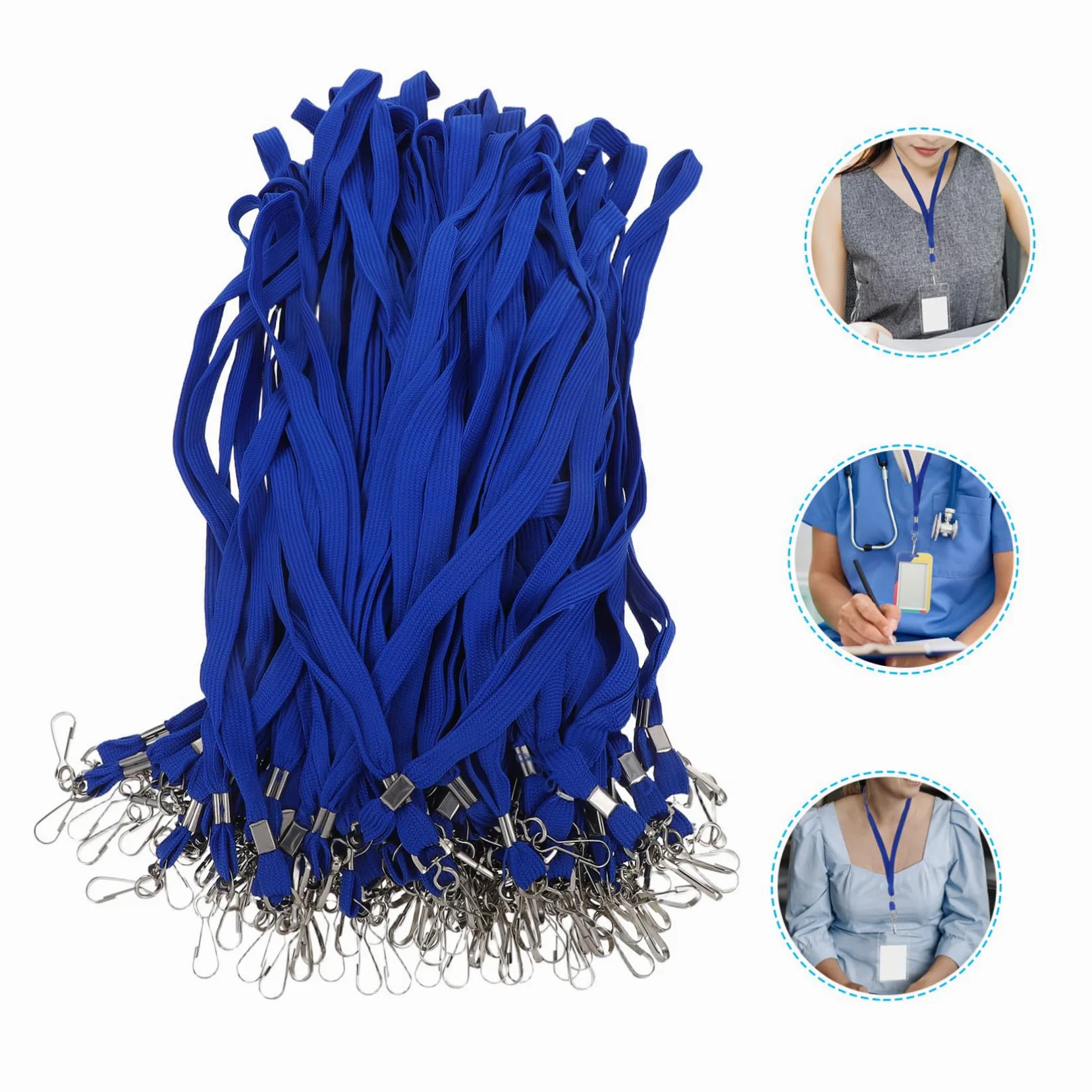 100 pezzi Cordino Porta Badge da Collo con Clip Staccabile Lanyard Neck Strap Morbido per Id Card e Carte Scuola Ufficio Comodo e Resistente