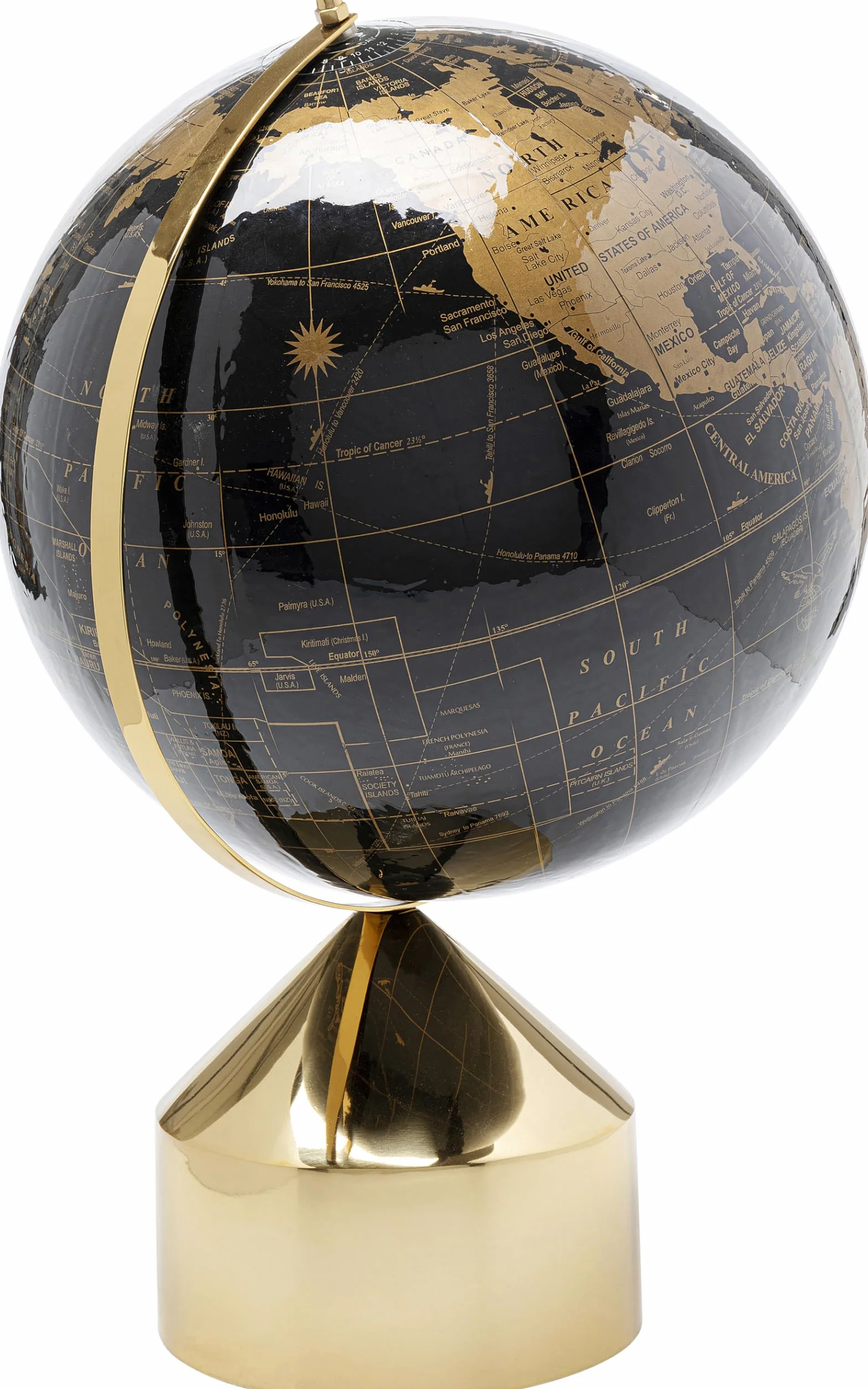 Kare Design oggetto decorativo Globe Top, oro/nero, mappamondo, diametro sfera 17cm, base in metallo, cartografia classica moderna, educazione/geografia, idea regalo ragazzi/bambini