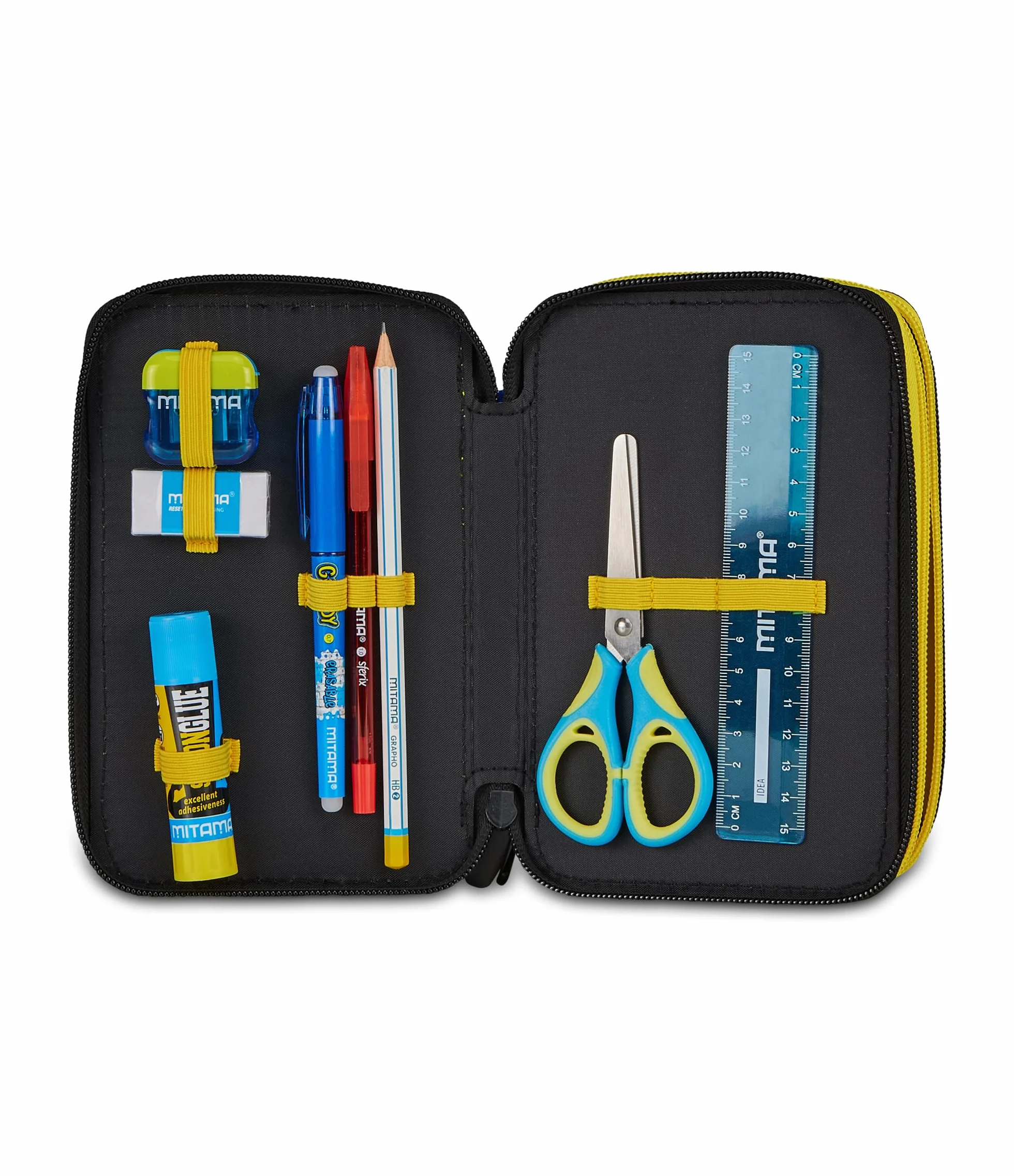 Seven Pokemon Astuccio 3 Zip, Triplo Scomparto, Completo di Matite, Pennarelli, Colori, Accessori Zaino, Elementari, Medie, Pikachu, Bambini e Bambine, giallo/blu