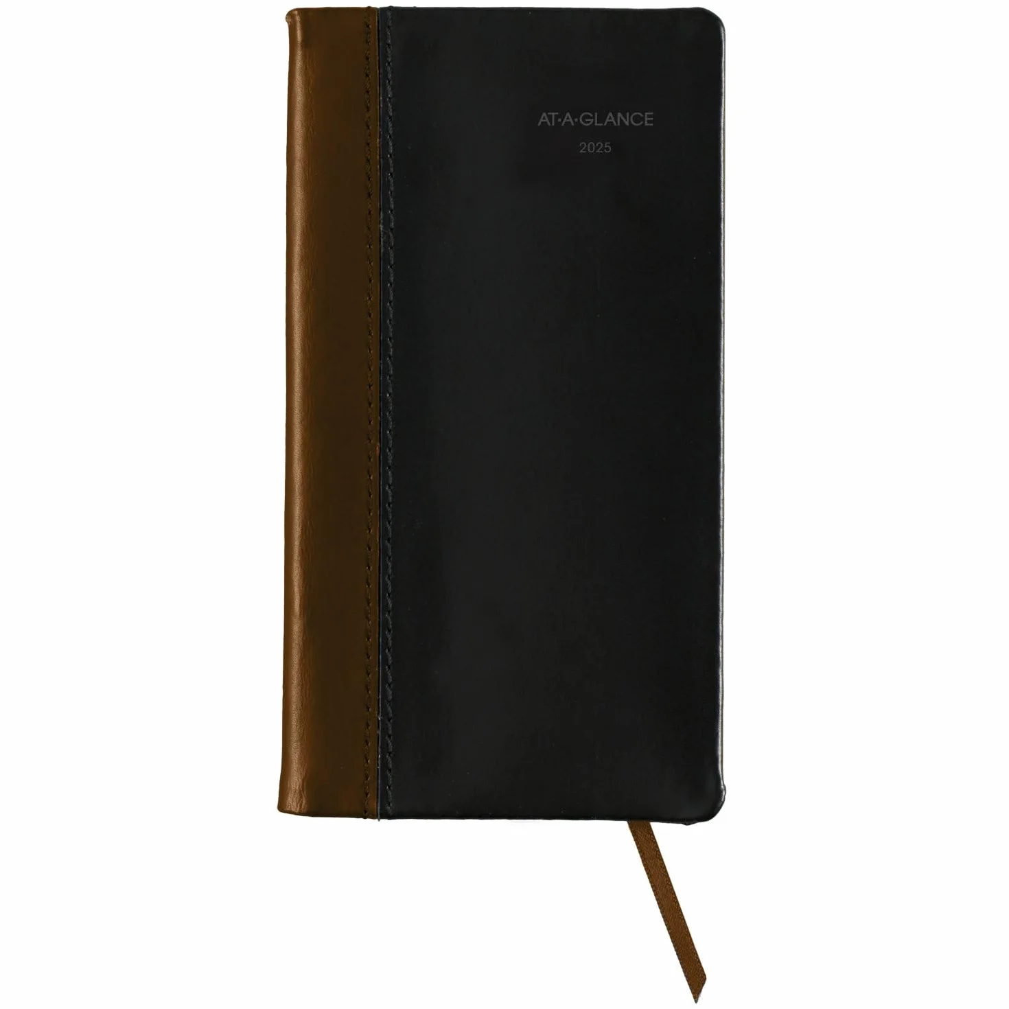 AT-A-GLANCE Agenda 2025 fine, settimanale e mensile, 7,6 x 15,2 cm, formato tascabile, nero e marrone (74020525)