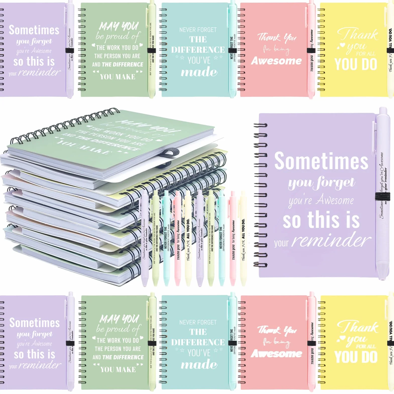 10 set/20 pezzi regali di apprezzamento per i dipendenti, quaderni ispiratori con penne motivazionali, piccoli taccuini per colleghi, personale d'ufficio, squadra, volontari, infermieri, insegnanti