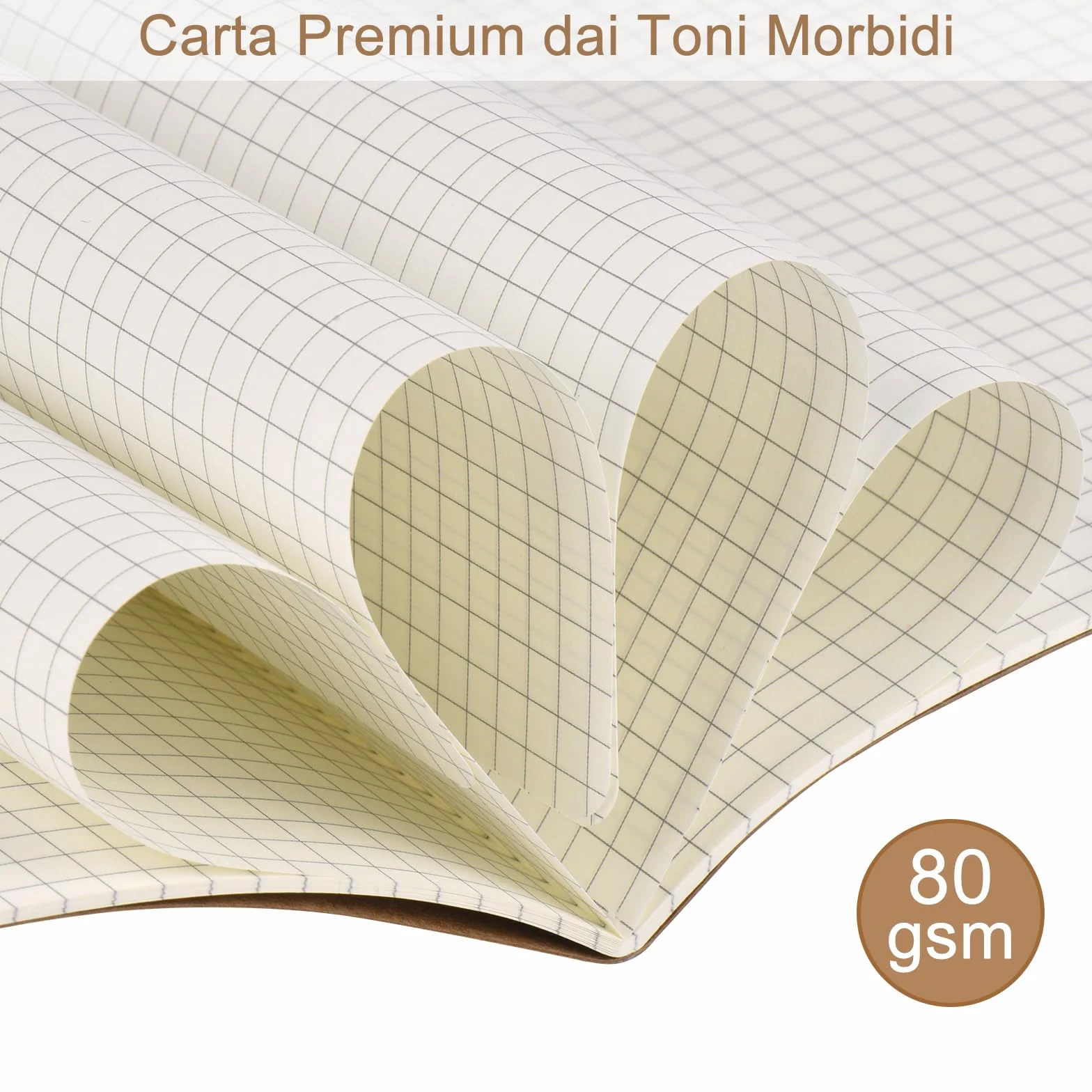 ZCZN Quaderno A5 Quadretto, 12 Pezzi Copertina Kraft, 30 Fogli/60 Pagine, Taccuini per Ufficio e Scuola