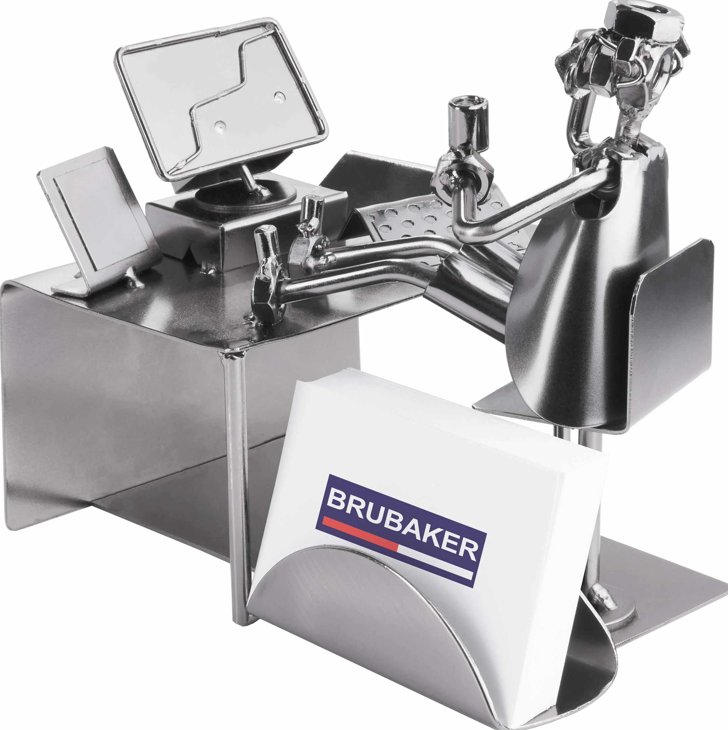 BRUBAKER Screw Man Pc Office Worker with Business Card Holder Steel Metal Figure