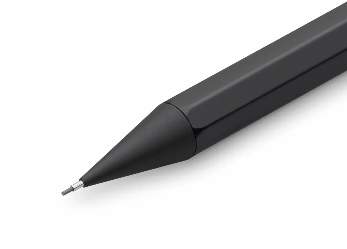 Kaweco SPECIAL S Portamine 0,7 I in alluminio di alta qualit? con otto spigoli ottogonali, portamine da 10,5 cm, penna a pressione ricaricabile, nero con gomma