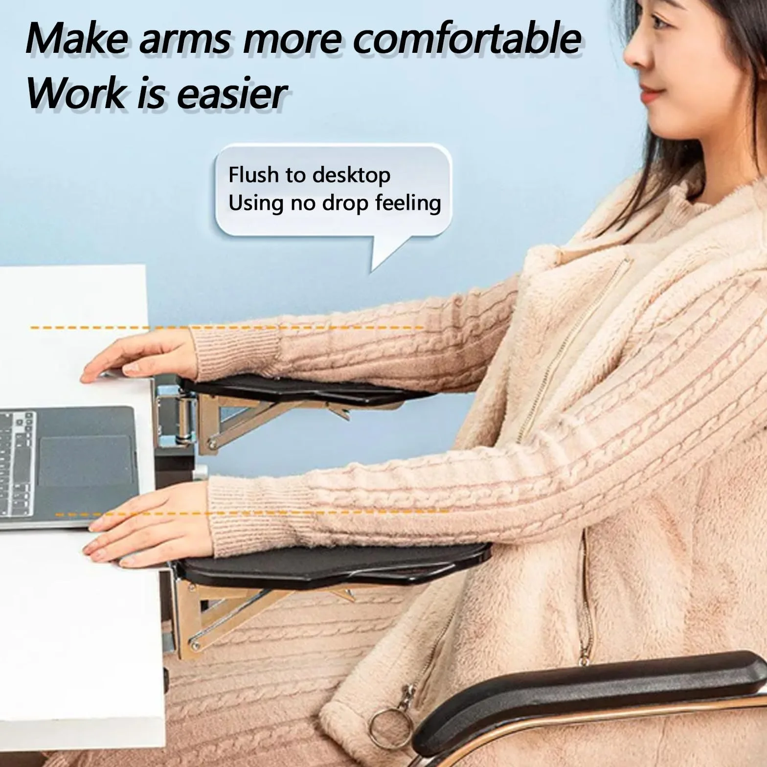 Confezione Da 2 Estensioni Da Scrivania Ergonomiche, Bracciolo Da Scrivania Poggiapolsi Pieghevole Poggiagomiti Bloccaggio Senza Perforazione Supporto Da Tavolo Ripiano Bracciolo Per Computer
