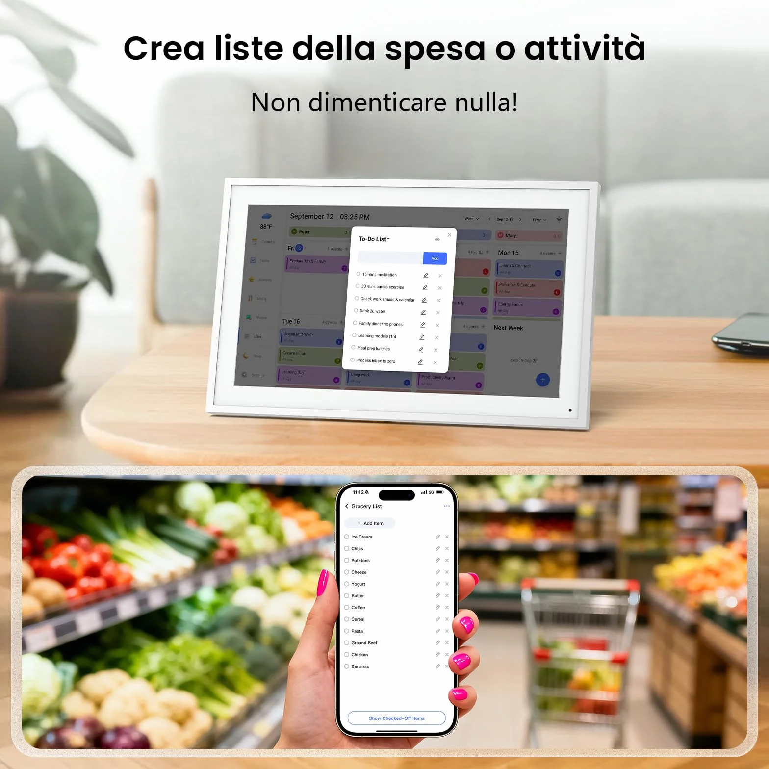 NEWYES 2026 Calendario Digitale da Parete 15,6", Agenda familiare interattiva con touchscreen, Organizzatore e Planner Familiare con Display IPS Full HD 1920×1080, Ideale per Regali e la Casa