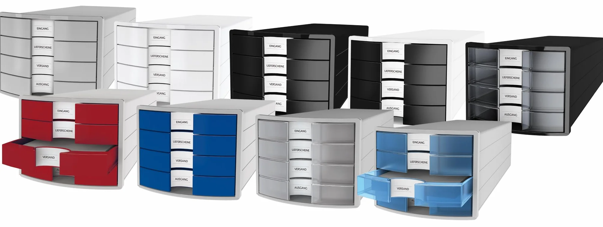 Cassettiera HAN IMPULS 2.0 – Design accattivante abbinato a una qualità eccellente. Con 4 cassetti chiusi per DIN A4/C4, nero-traslucido, 1012-363