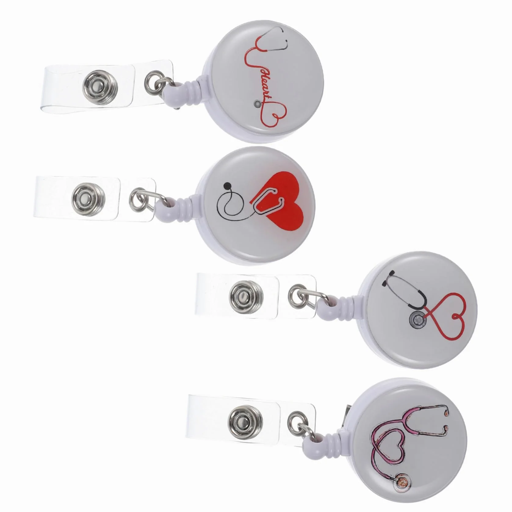 NUOBESTY 5 Set Di Porta Badge Con Clip Retrattile Porta Tessere Girevole Compatto Per Scuola E Ospedale 4 Pezzi * 5