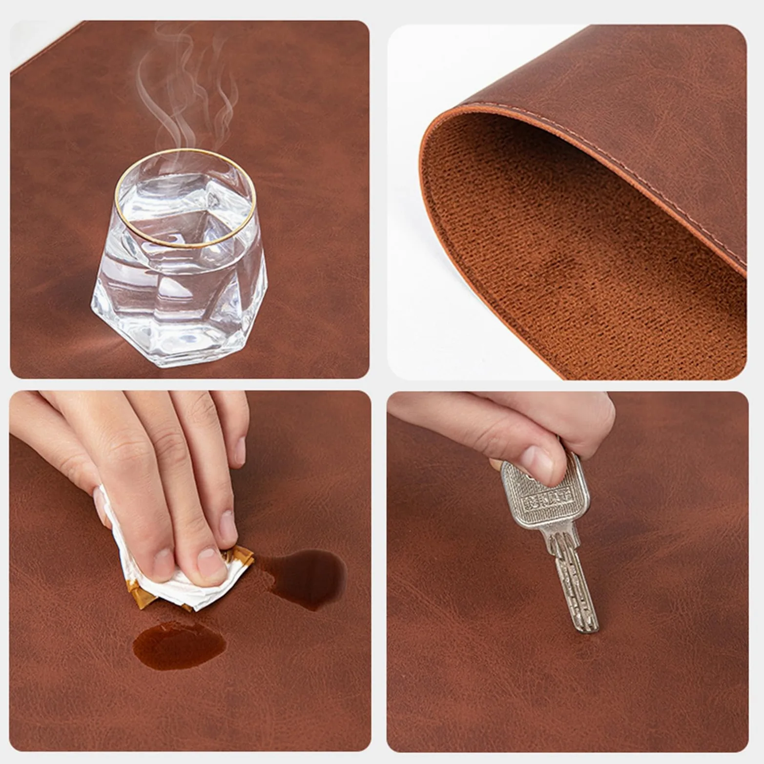 Lifup Sottomano da Scrivania in Similpelle Impermeabile, Tappetino per Scrivania, Tappetino Tastiera e Mouse, Scamosciata Antiscivolo per Ufficio Casa Decoro Marrone scuro 120 x 60 cm