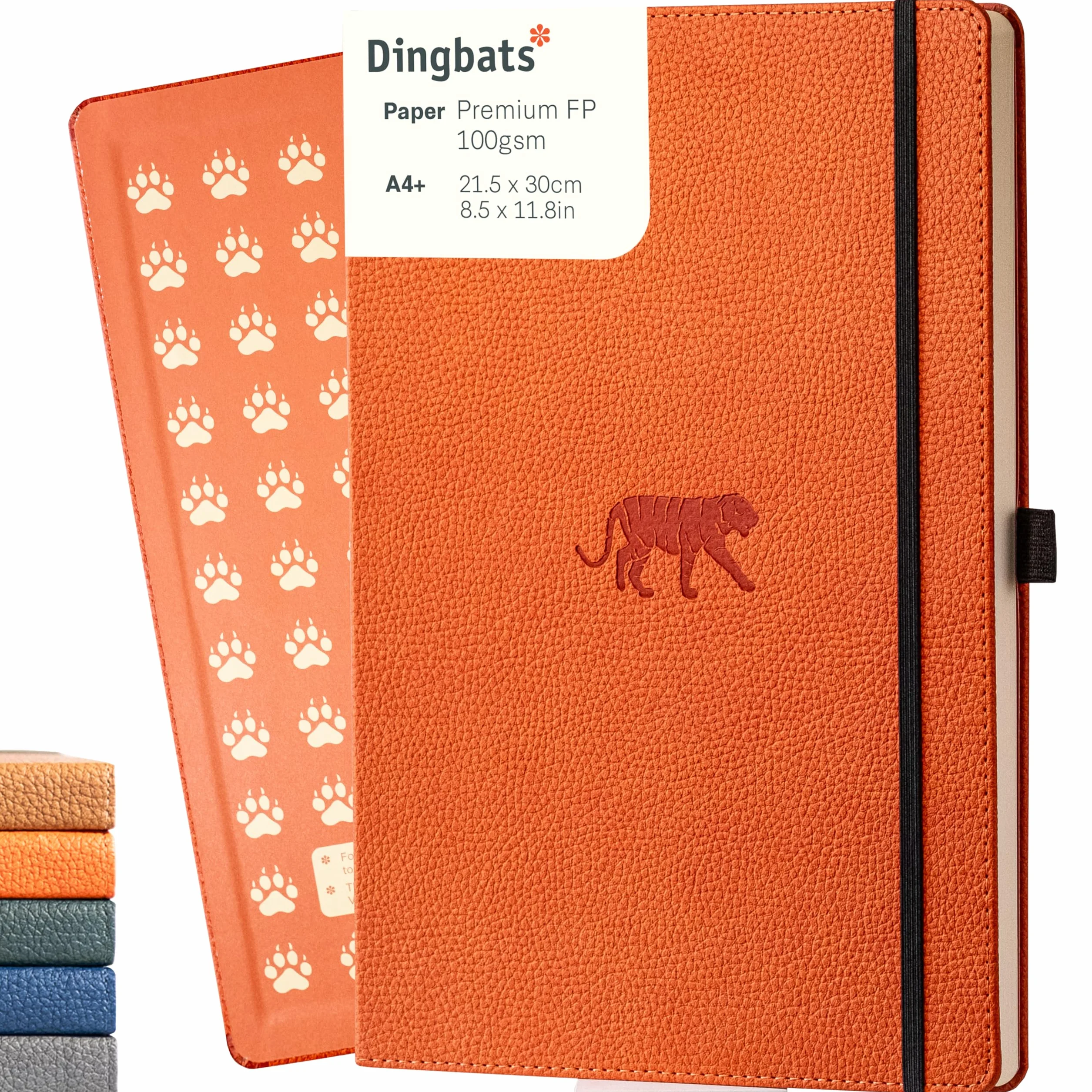 Dingbats* – Wildlife Plain Extra Large A4 – diario con copertina rigida in pelle PU per lavoro, scrittura, tasca, chiusura elastica, portapenne, segnalibro
