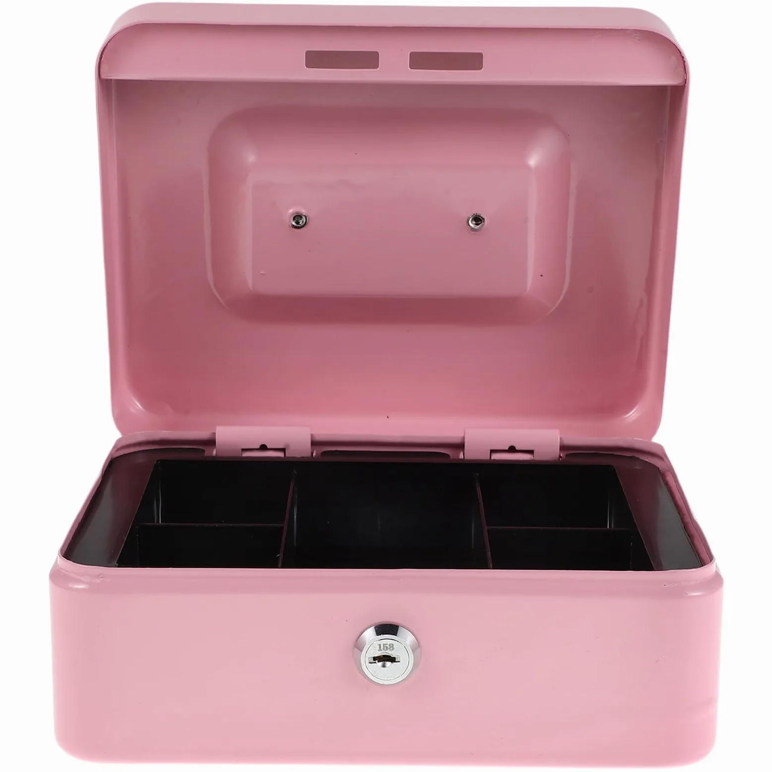 Mipcase Cassetta Portavalori con Serratura e Vassoio Portamonete Rosa Piccola Cassaforte Portatile per Contanti e Oggetti di Valore Contenitore di Sicurezza con Chiave per Ufficio