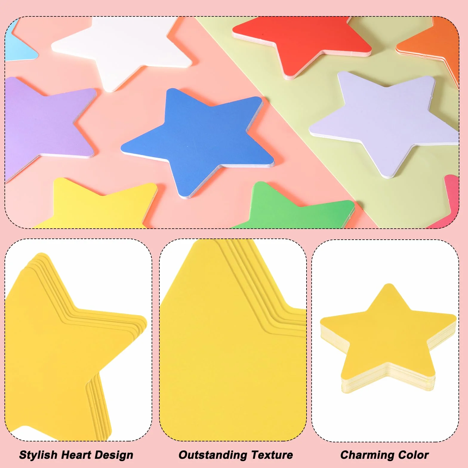 100 Pcs Ritagli A Forma Di Stella, 3.9 x 3.9 Inch Carte Di Carta Per Progetti Fai Da Te, Giallo