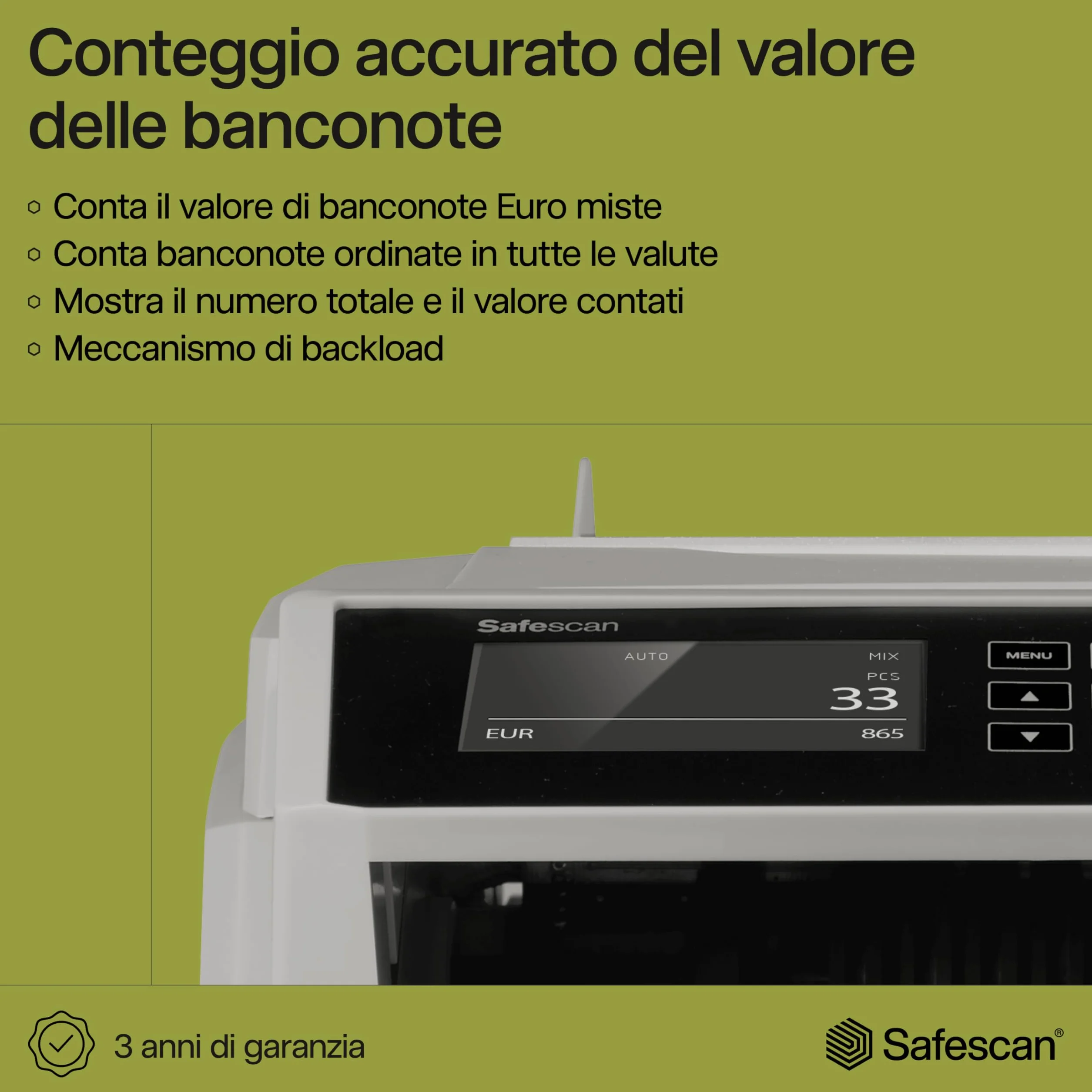 Safescan 2465 S contabanconote che conta banconote miste euro Contabanconote con verifica banconote a 7 punti Contabanconote ordinate per tutte le banconote