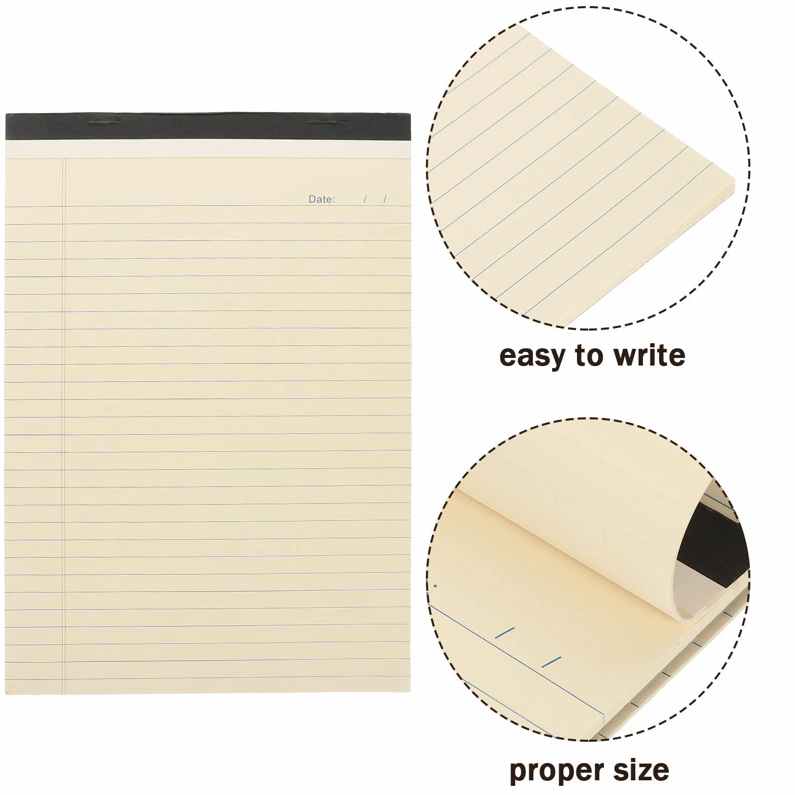 Quaderno Cartonato Righe A4 Beige 4 Pezzi, Blocco Note Strappabile | Carta, Portatile e Data, per Planning e Desk Planner, Fornito in Confezione da 4