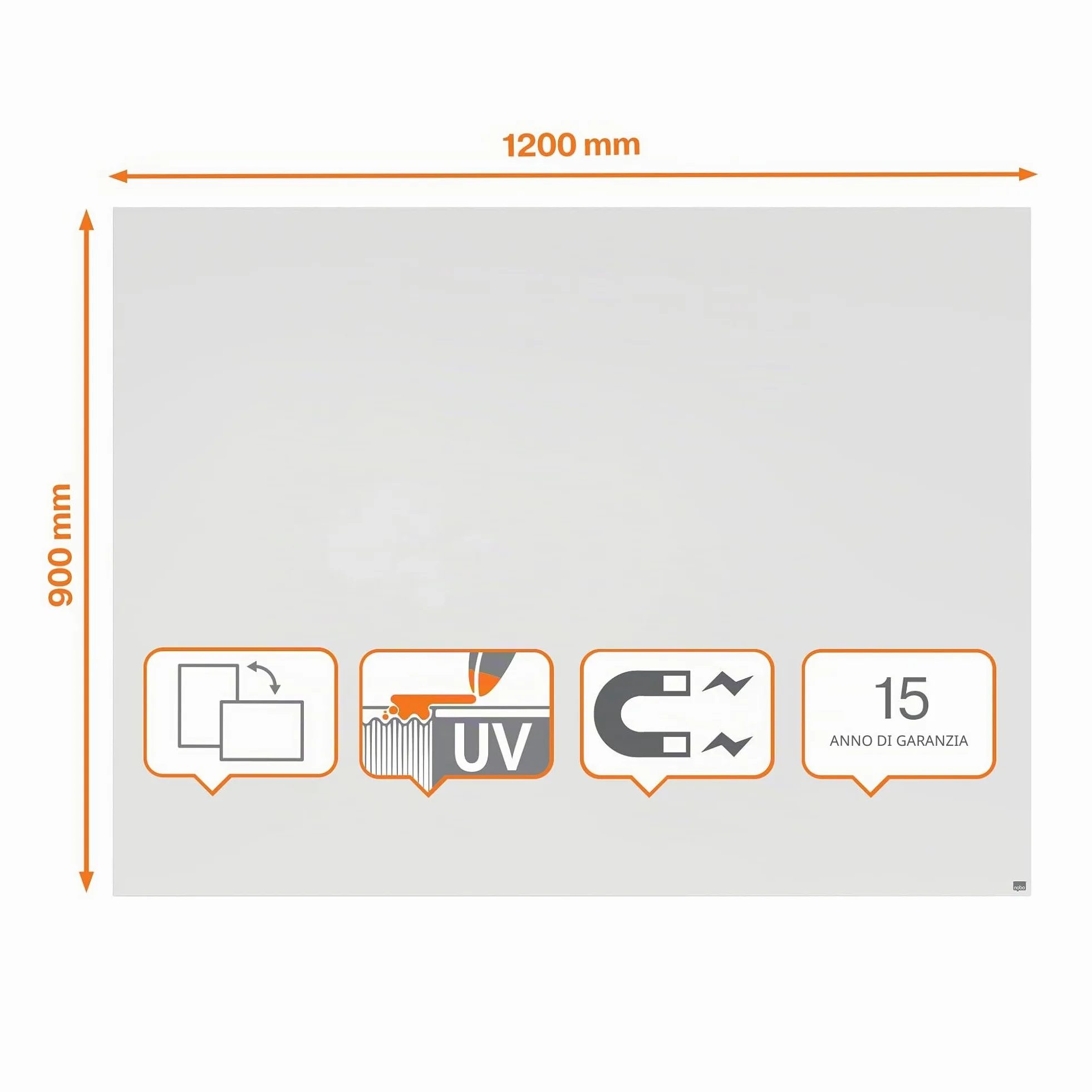 Nobo Infinity Lavagna Bianca Magnetica Senza Cornice, Realizzata in Acciaio Polimerizzato Trattato con Raggi UV, Facile da Pulire, 1200 x 900 mm, 1915715