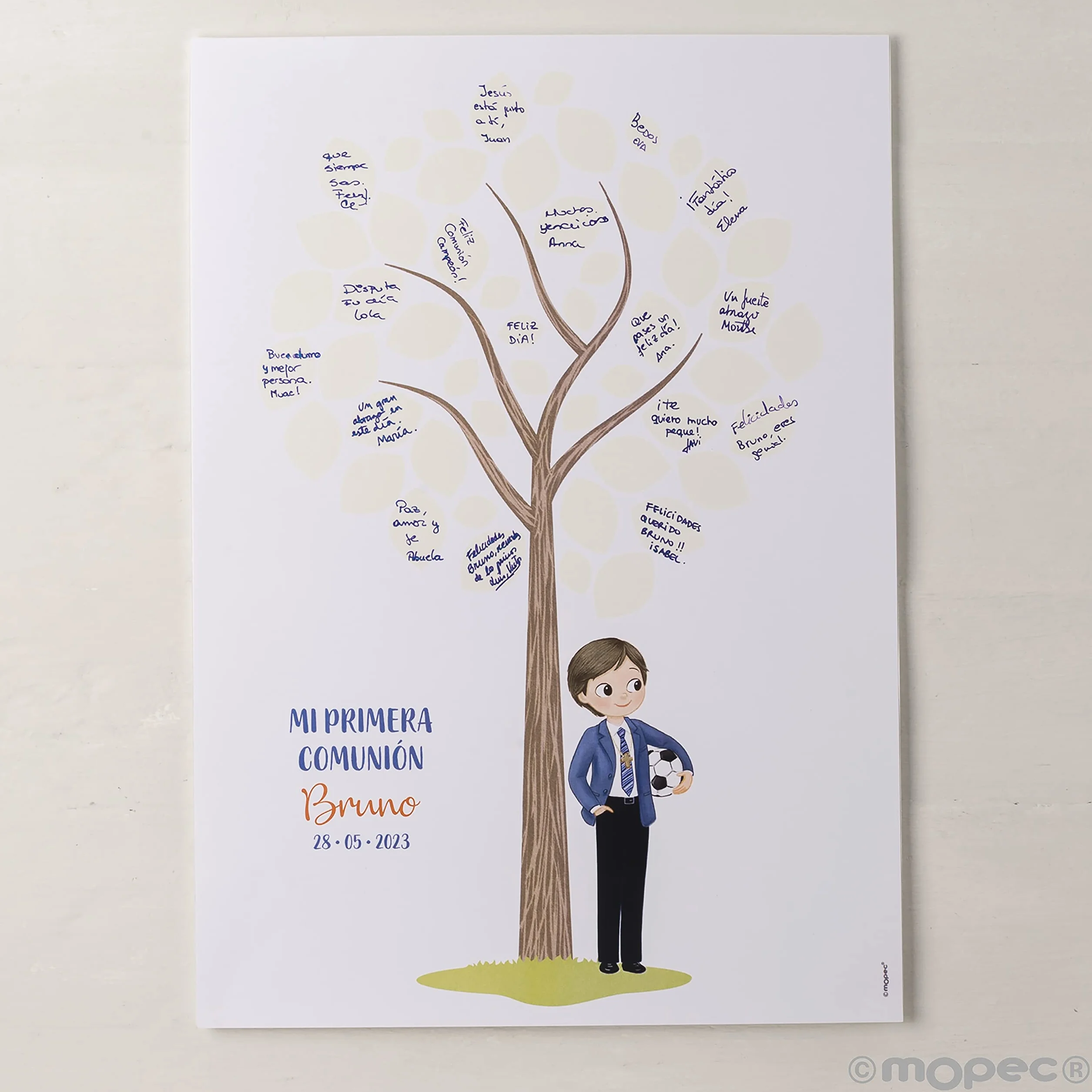 Poster da far firmare Prima Comunione bambino con palla 42x29,5 cm cartoncino Mopec X651