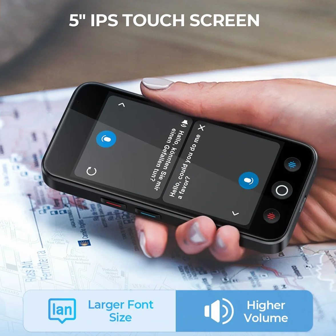 kentfaith Traduttore Vocale AI, 144 Lingue Online / 19 Offline, Traduzione Istantanea 0,2s, 98% Precisione, Touchscreen 5", Fotocamera 8MP, Foto/Testo/Voce, Viaggi/Studio/Affari -128G