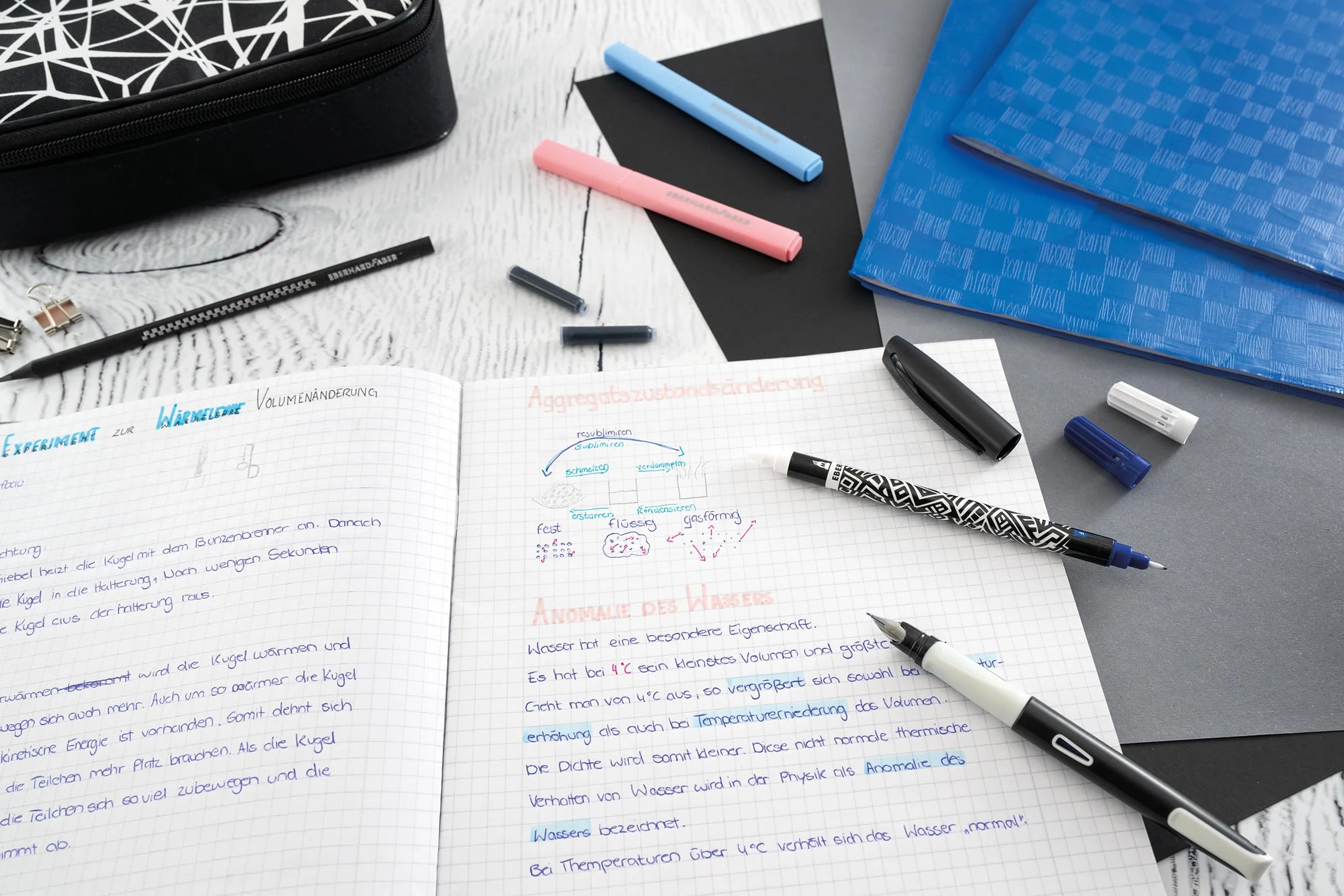 EBERHARD FABER 551001 Set da scrittura NXT-PEN bianco/nero con penna stilografica, cancellino e cartucce d'inchiostro