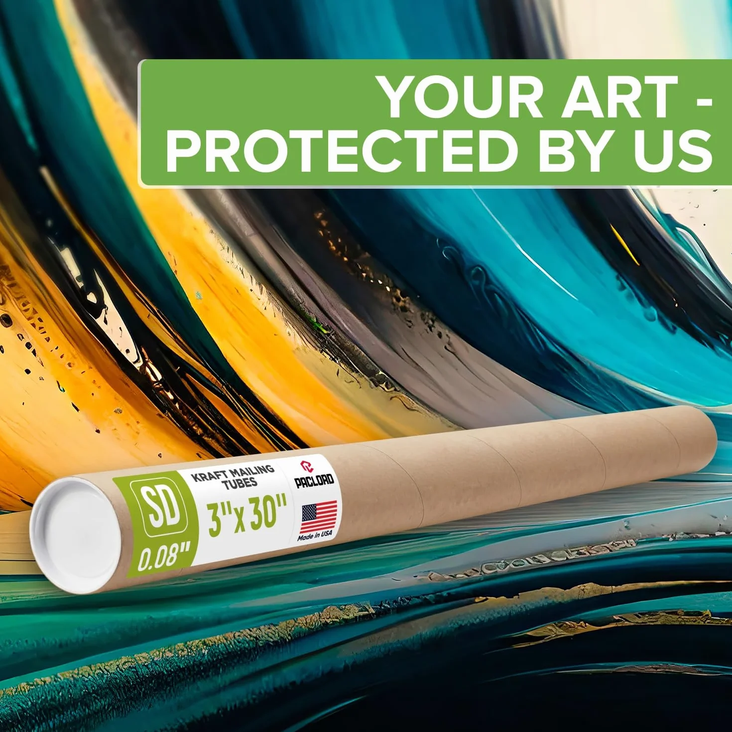 Tubo per spedizioni in carta kraft, 7,6 x 76,2 cm, 6 tubi, 12 tappi | Tubo di cartone approvato USPS per la spedizione e la conservazione di poster, stampe, opere d'arte e documenti