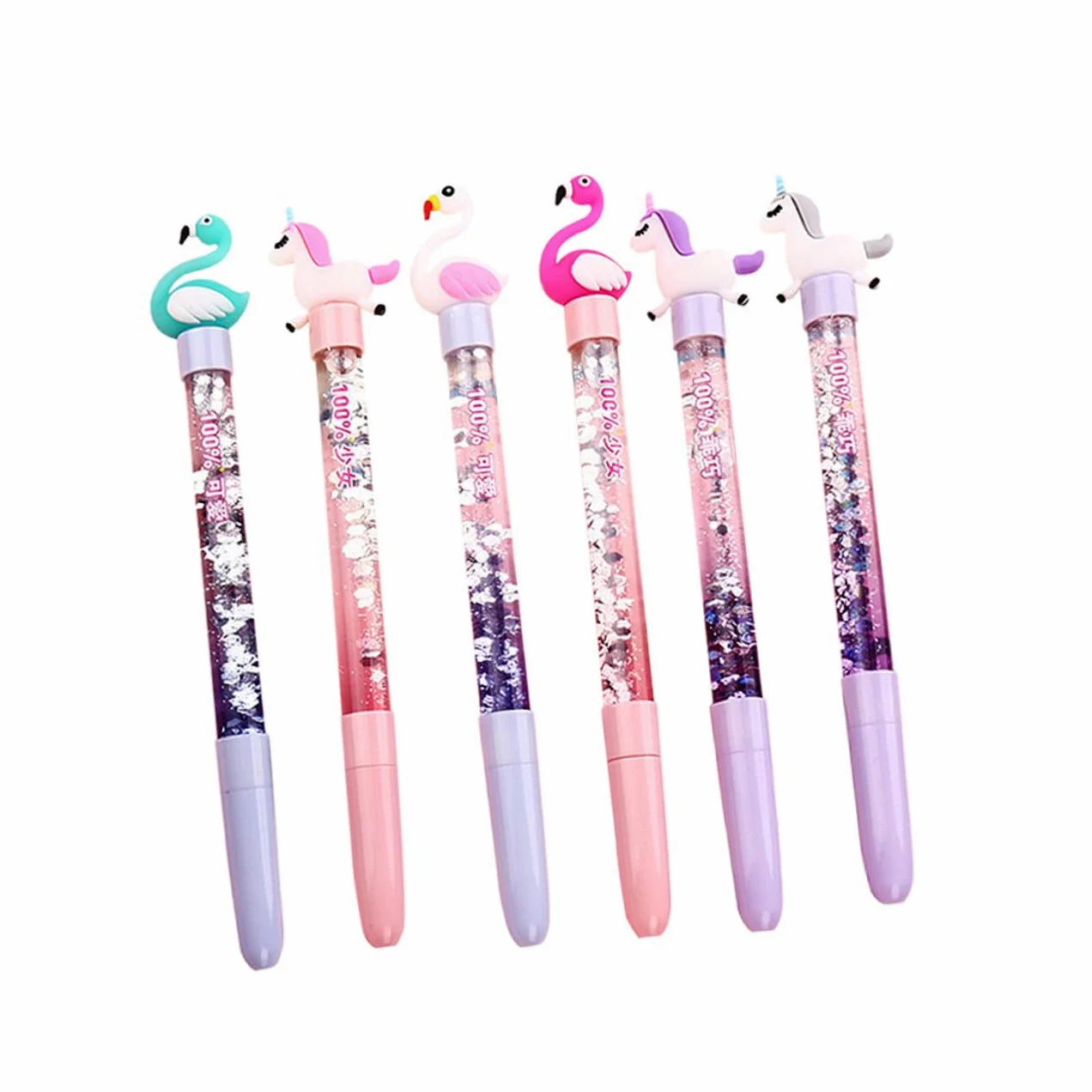 NUOBESTY 18pezzi Penne Gel Creative Cartoon Con Flusso Di Quicksand Design Unicorno e Cigno Per Cancelleria Scolastica Scrittura e Confortevole