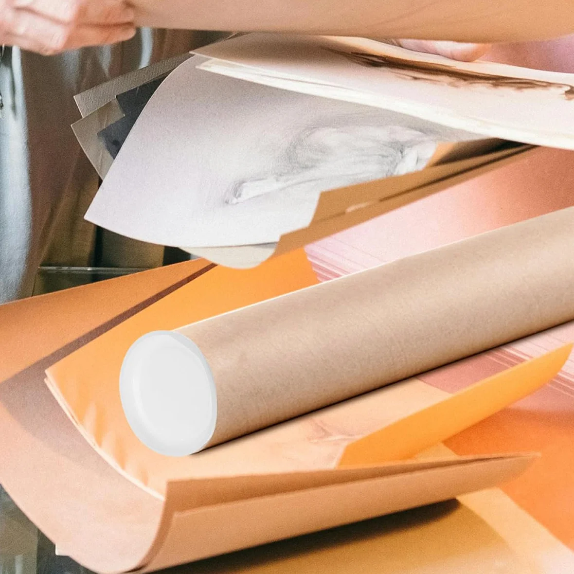 GLEAVI Tappi Terminali Rotondi 50 Pezzi Plastica Bianca Protezione Tubi Cartone Kraft Spedizione