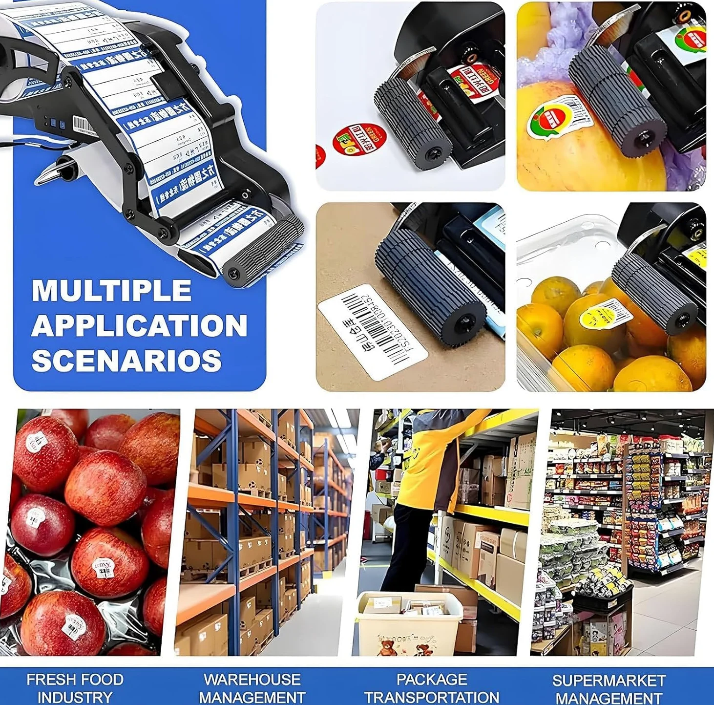 Etichettatrice Manuale, Macchina Elettrica Portatile per Lapplicazione di Codici A Barre su Bottiglie Piatte E Rotonde, Scatole E Frutta, con Batteria da 3500 mAh, Ideale per La 8cm